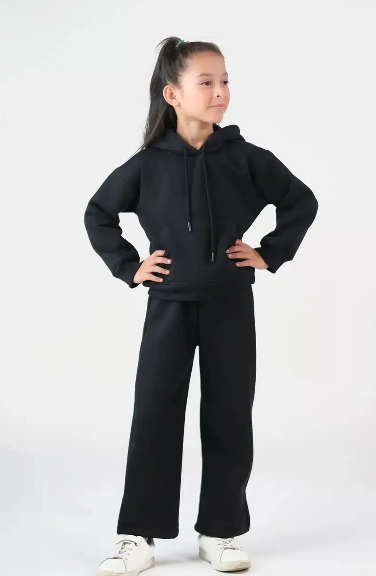 Sprinkles Kids Winter Collection - Hoodie With Slit Open Flared Pants – Black