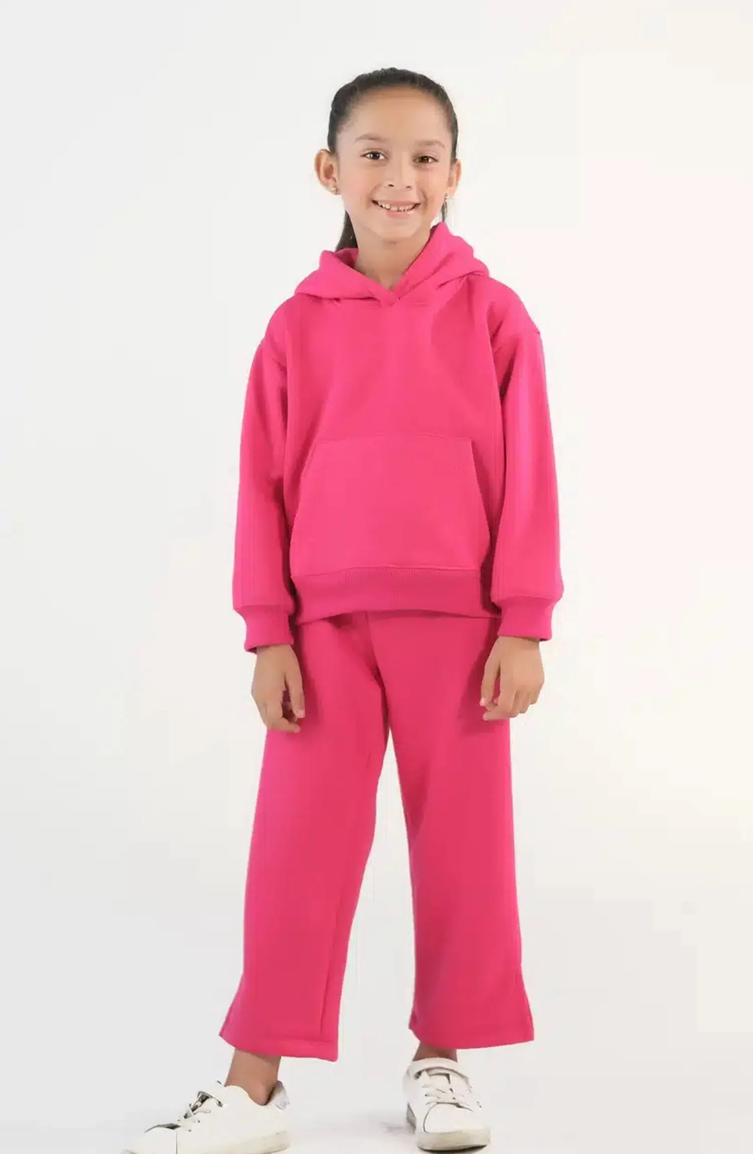 Sprinkles Kids Winter Collection - Hoodie With Slit Open Flared Pants – Hot Pink