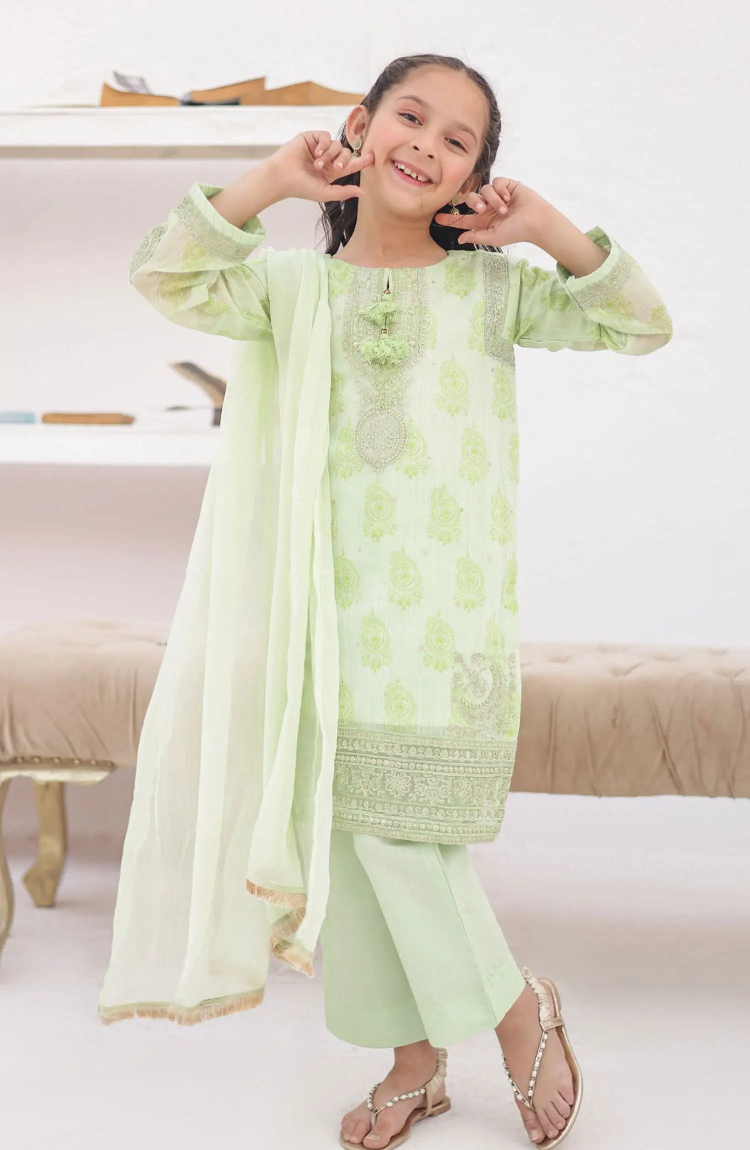 Chamak Dhamak Mother Daughter Formal Collection - HS 150 K (Green)