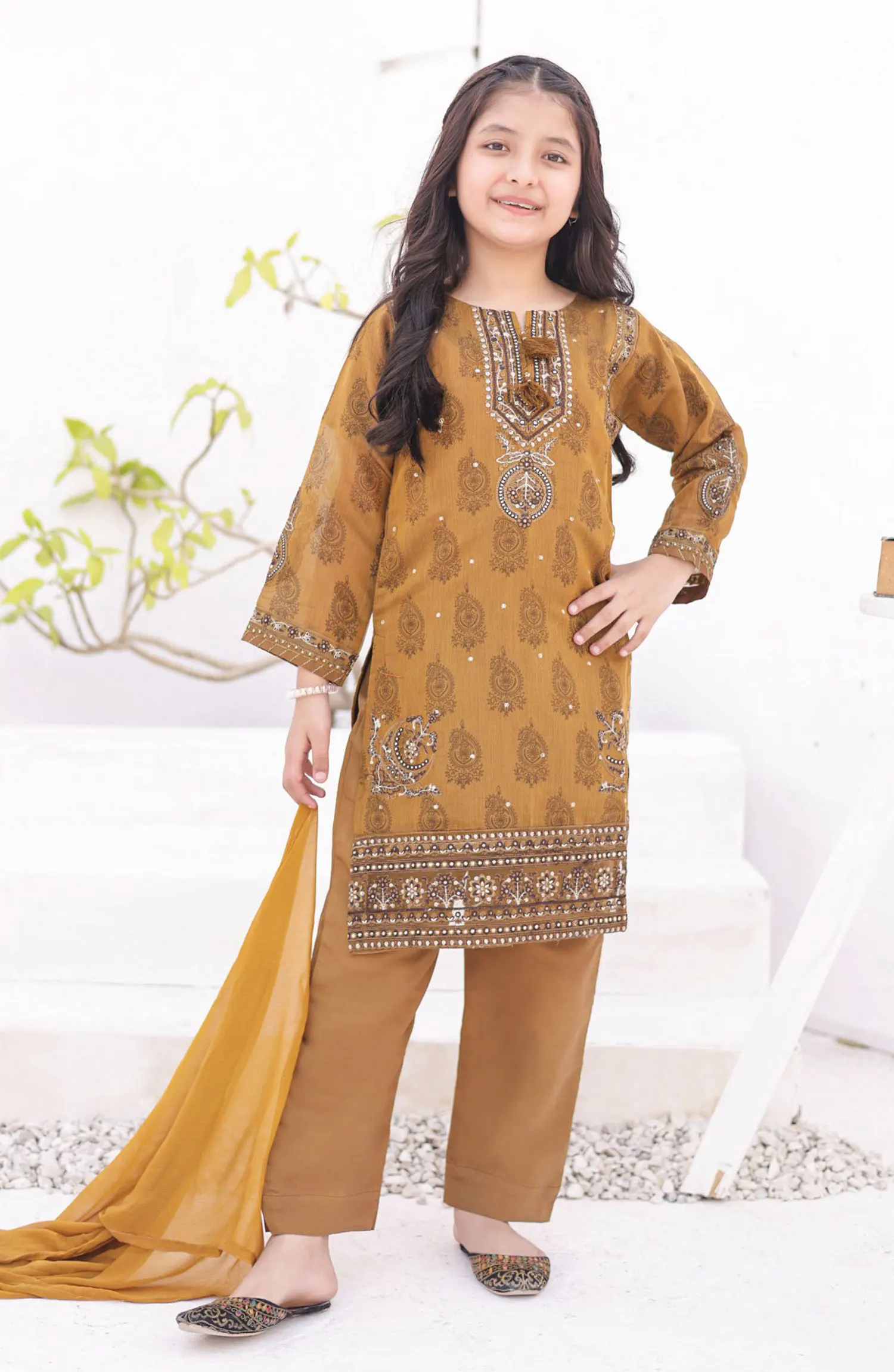 Chamak Dhamak Mother Daughter Formal Collection - HS 150 K (Mustard)