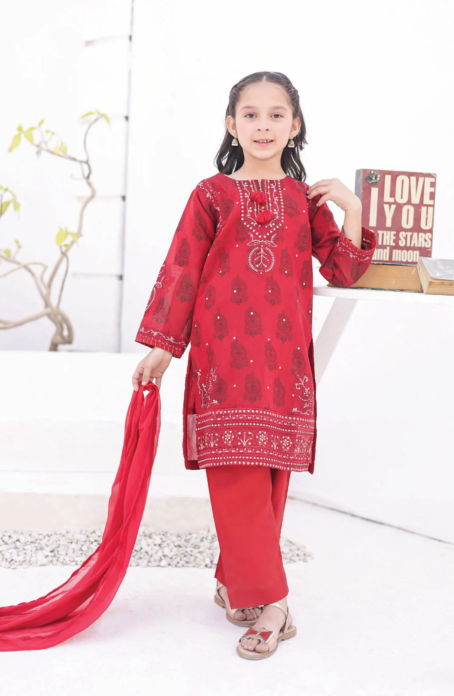 Chamak Dhamak Mother Daughter Formal Collection - HS 150 K (Red)