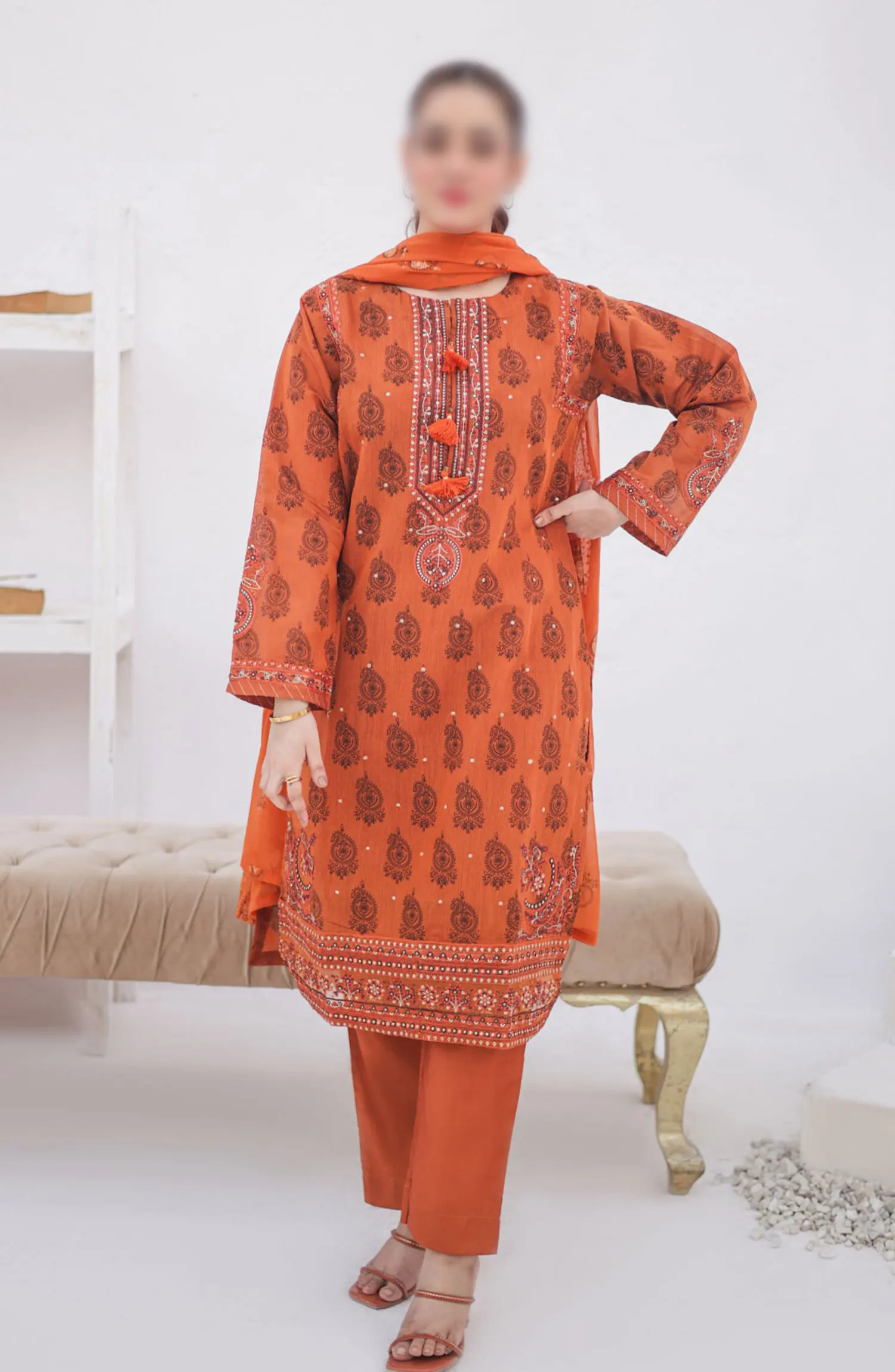 Chamak Dhamak Mother Daughter Formal Collection - HS 150 M (Orange)