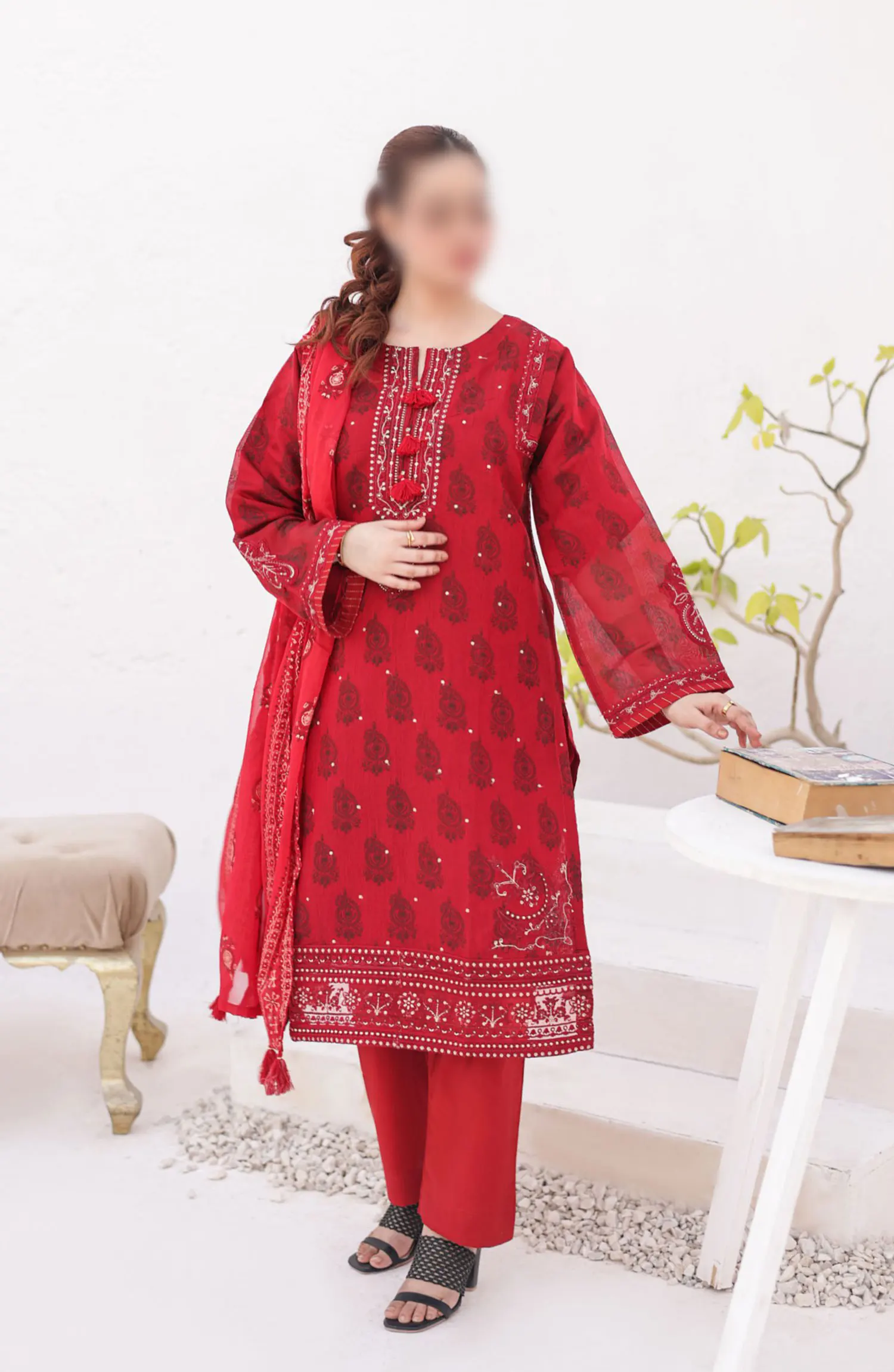 Chamak Dhamak Mother Daughter Formal Collection - HS 150 M (Red)