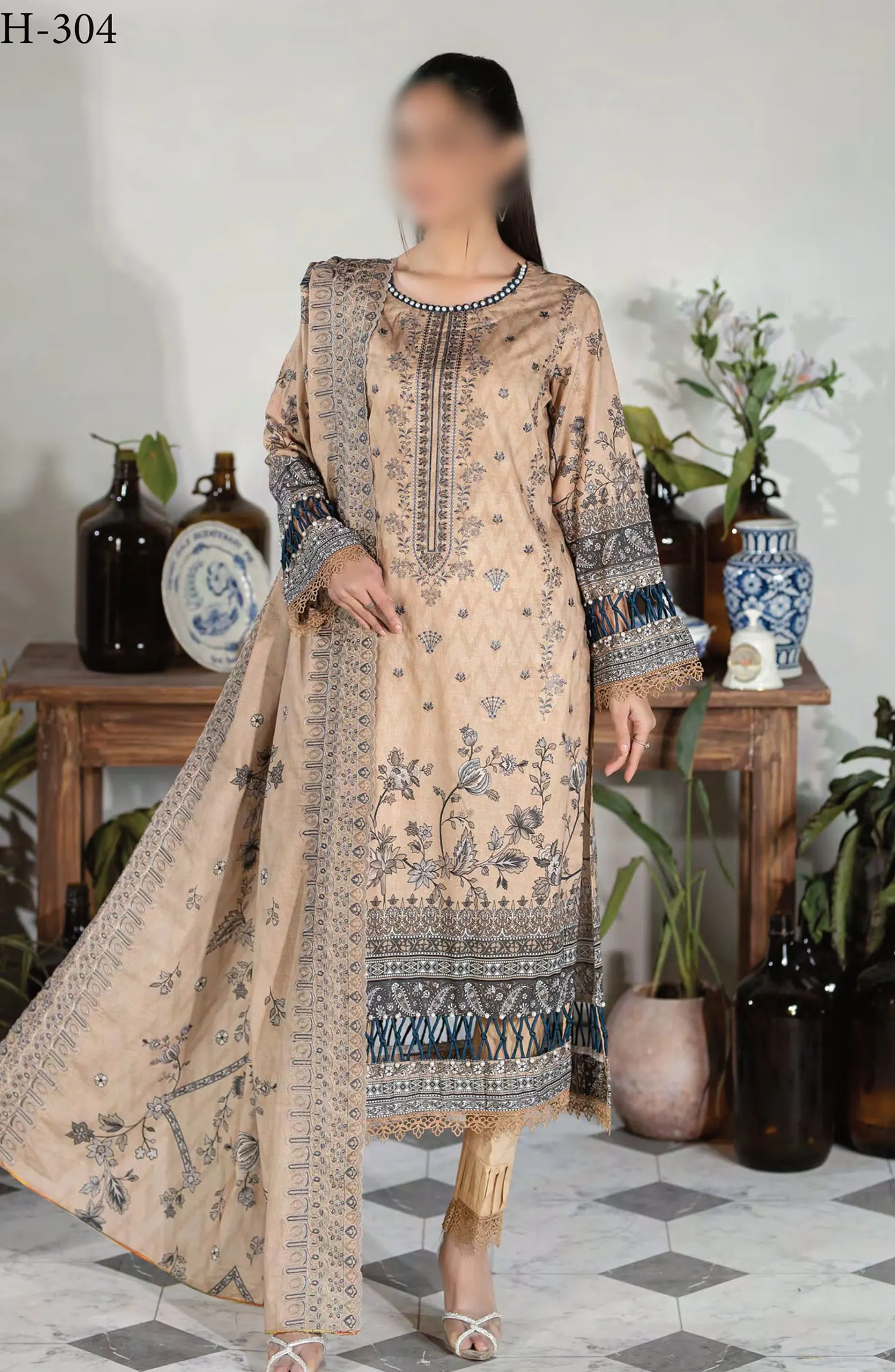 Johra Parwaaz Embroidered Printed Lawn Collection 2024 - JH 304