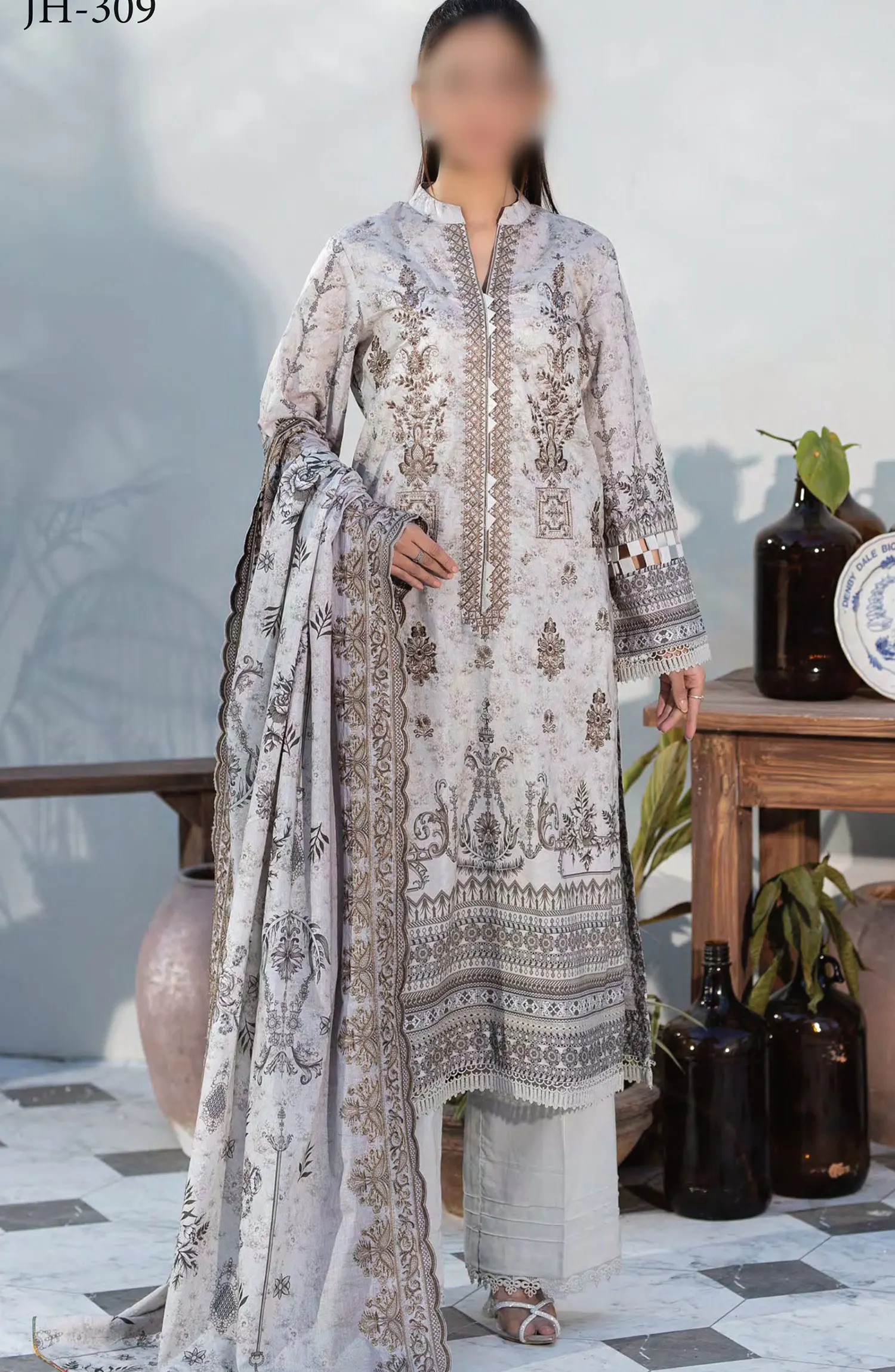 Johra Parwaaz Embroidered Printed Lawn Collection 2024 - JH 309