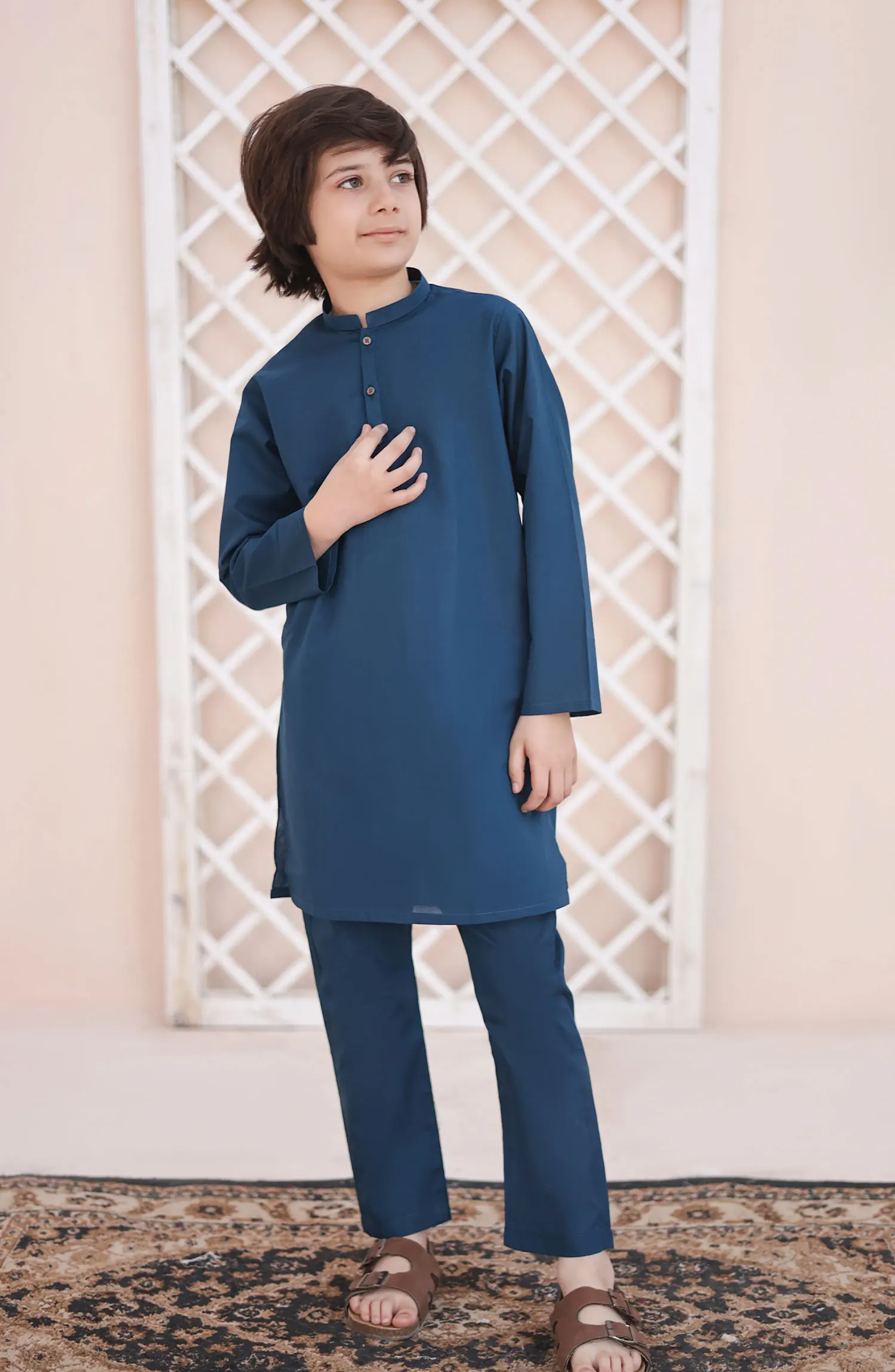 Ramazan Edit Kurta Trouser Collection By Hassan Jee - KT 23 Egyptian Blue Kurta Trouser