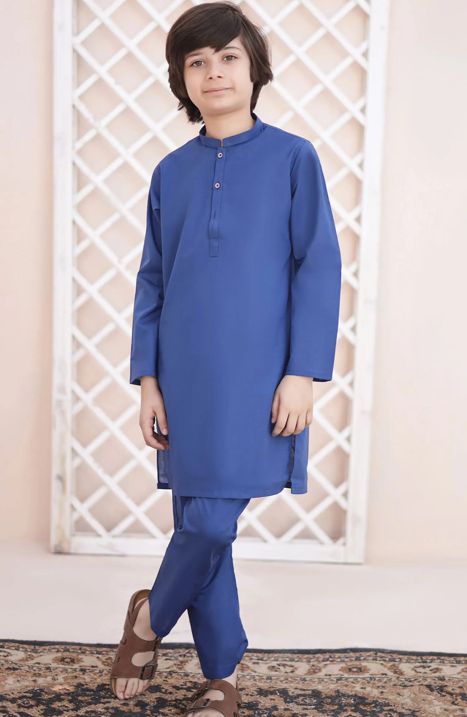 Ramazan Edit Kurta Trouser Collection By Hassan Jee - KT 24 Ocean Blue Kurta Trouser