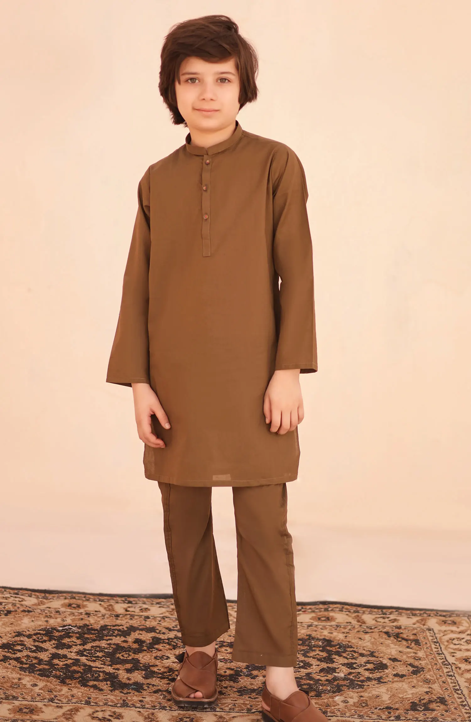 Ramazan Edit Kurta Trouser Collection By Hassan Jee - KT 29 Russet Brown Kurta Trouser
