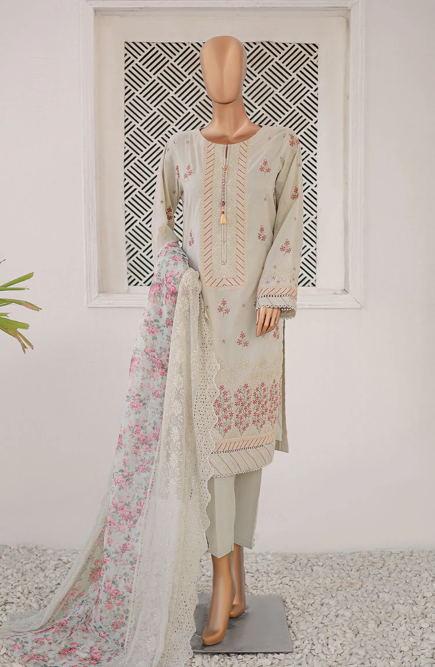 HZ Majestic Luxury Embroidered Lawn Collection - MEC 09