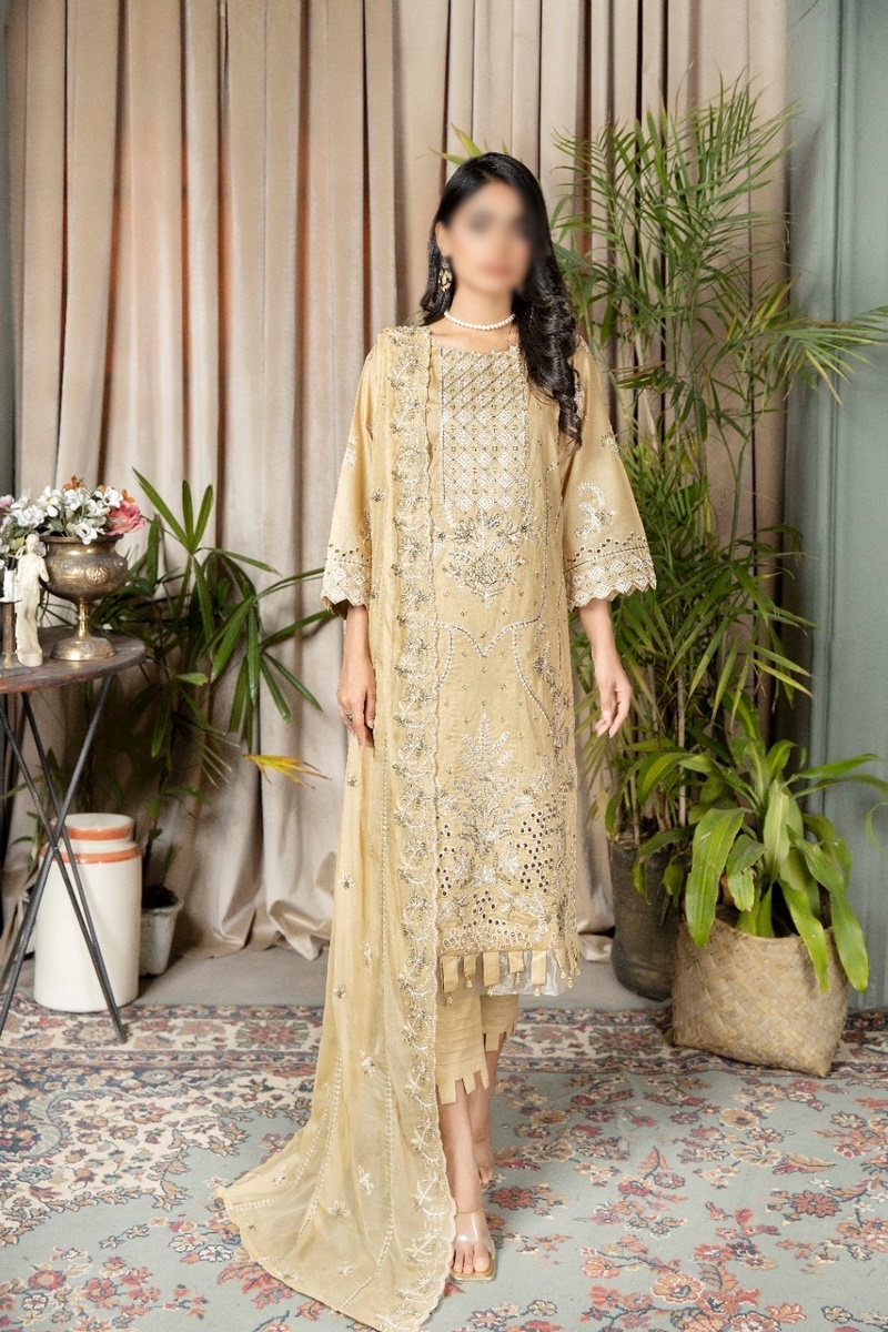 MNC-152 (YELLOW) Exclusive Embroidered Dyed Lawn Collection By Marjjan