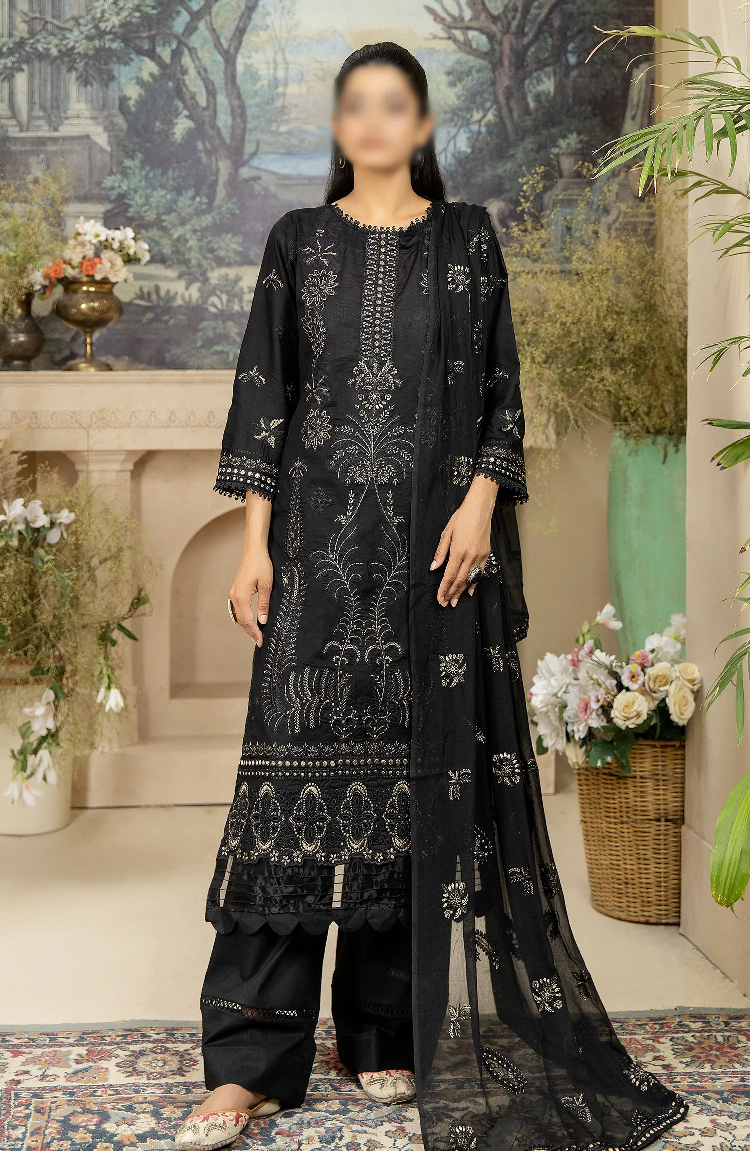 Embroidered Lawn Collection with Zari work by Marjjan - MNC 154 A
