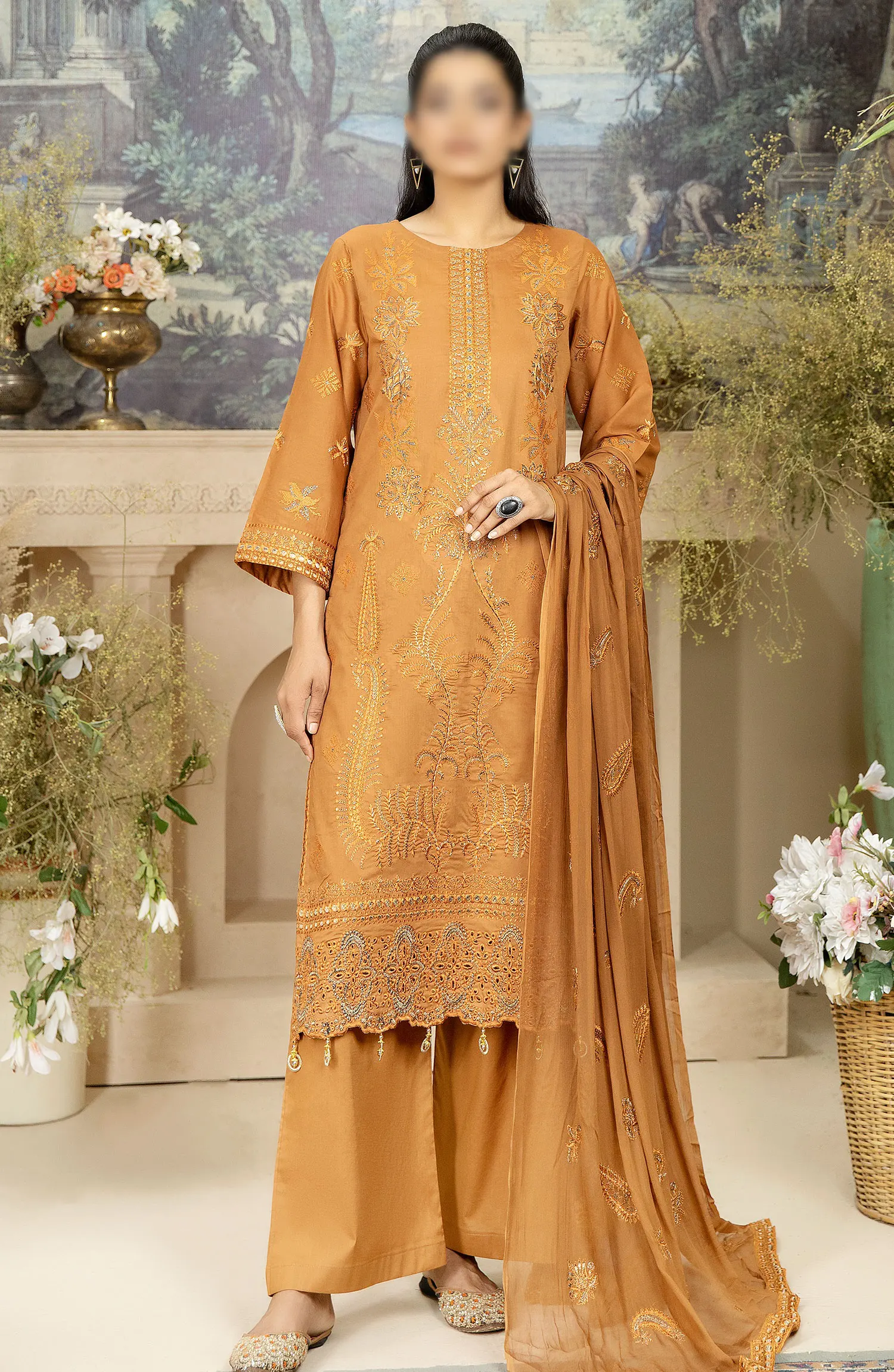 Embroidered Lawn Collection with Zari work by Marjjan - MNC 154 D