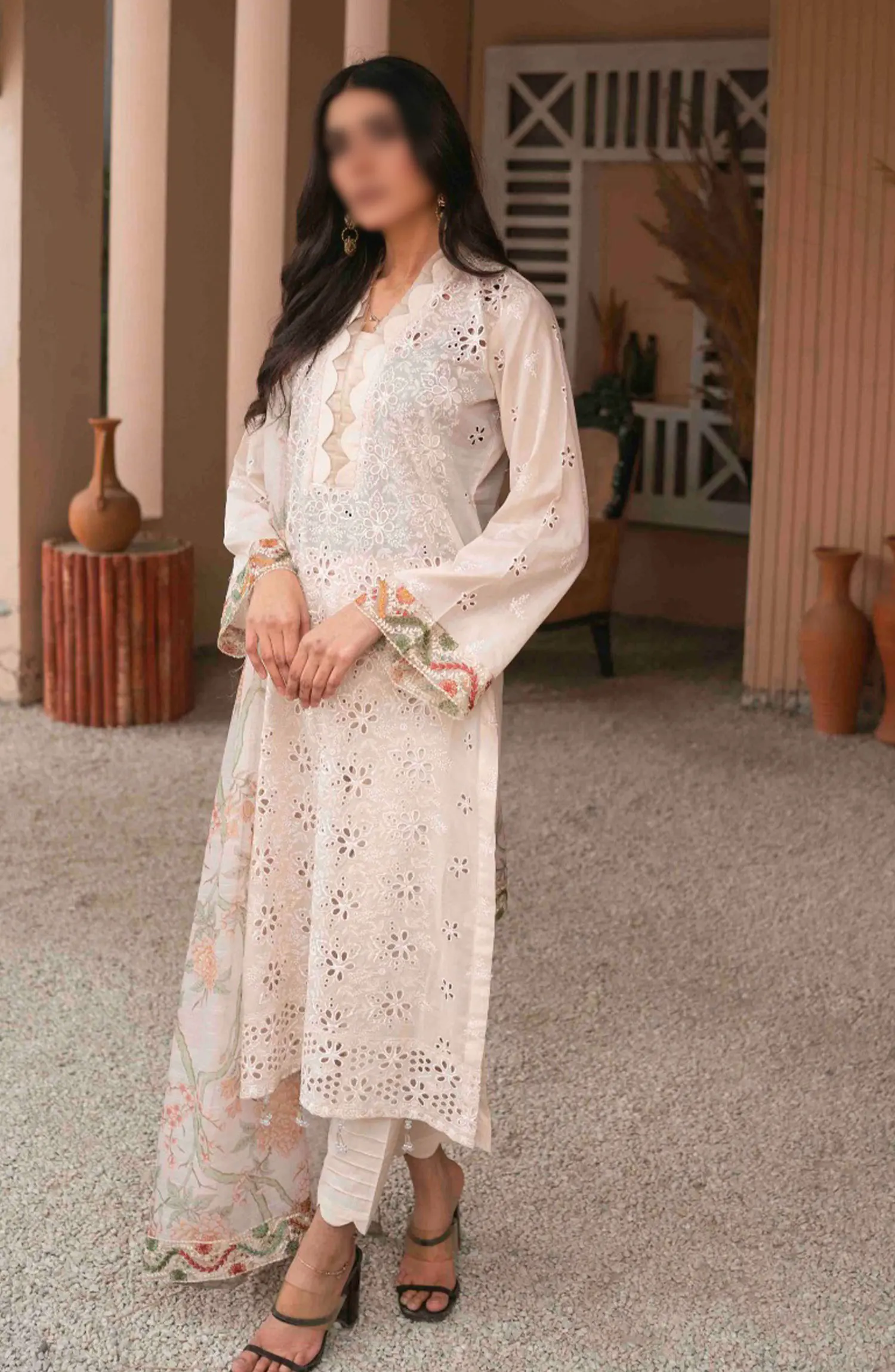 CutWork Embroidered Slub Lawn Collection by Marjjan - MNC 174 D
