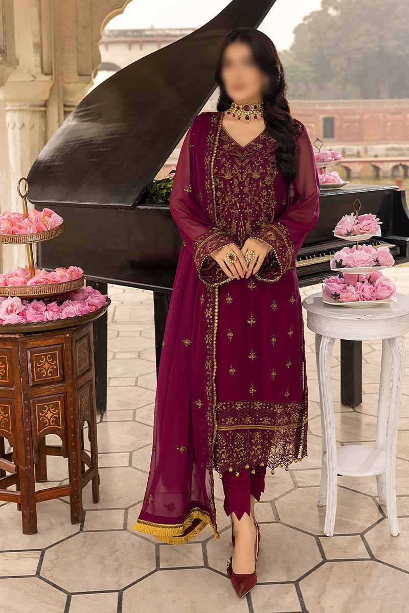 Merakish Unstitched Luxury Formal Collection 2023 - Mulberry grape