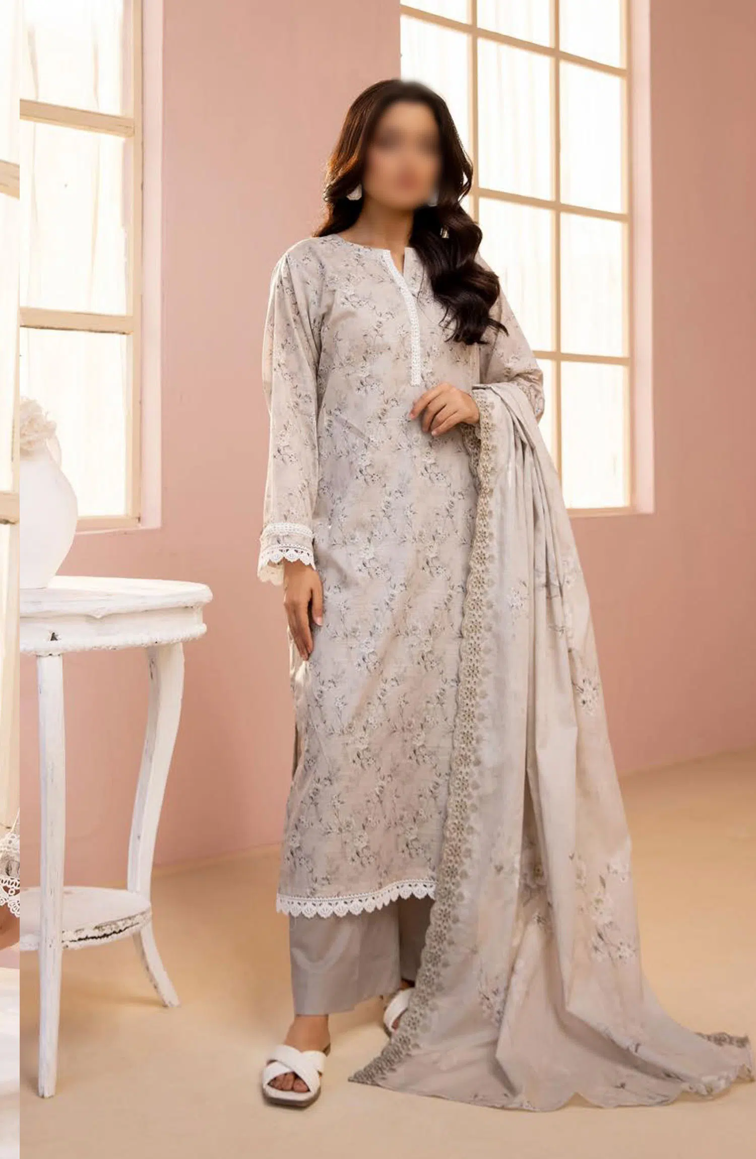 NUR Pastels Printed Embroidered Lawn Collection - NP 01