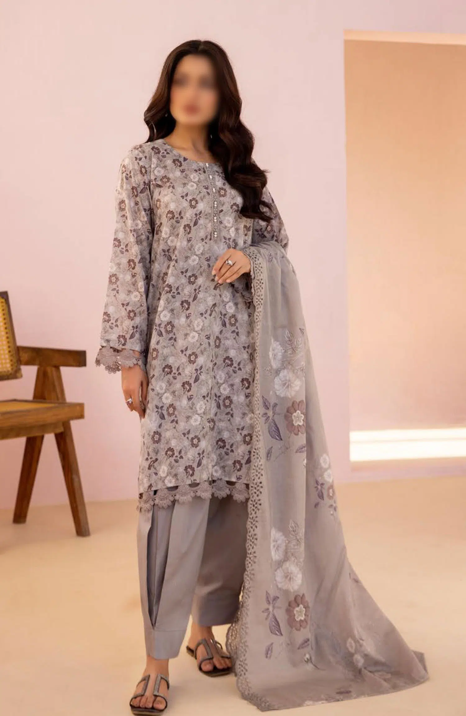 NUR Pastels Printed Embroidered Lawn Collection - NP 07
