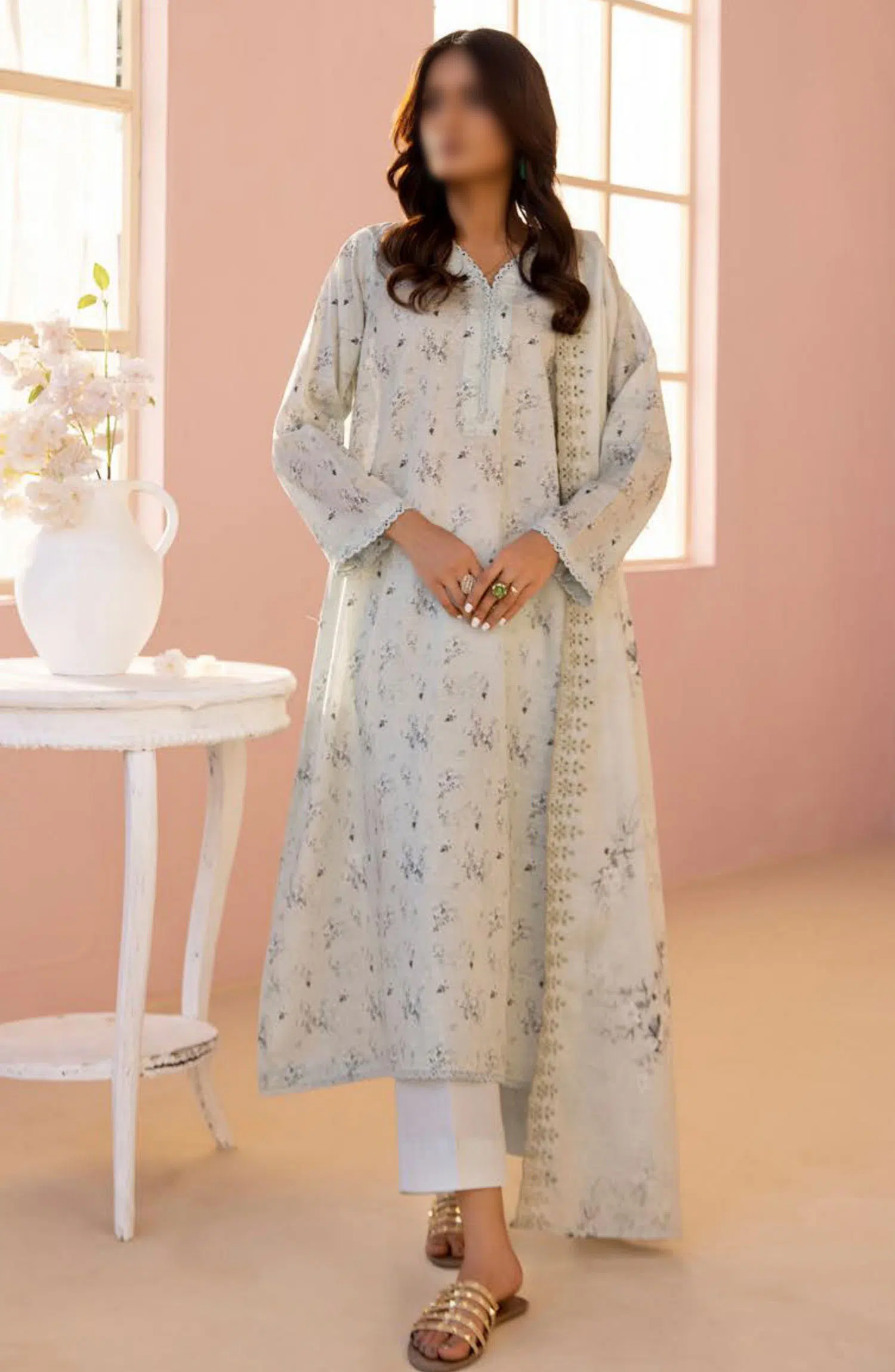 NUR Pastels Printed Embroidered Lawn Collection - NP 08