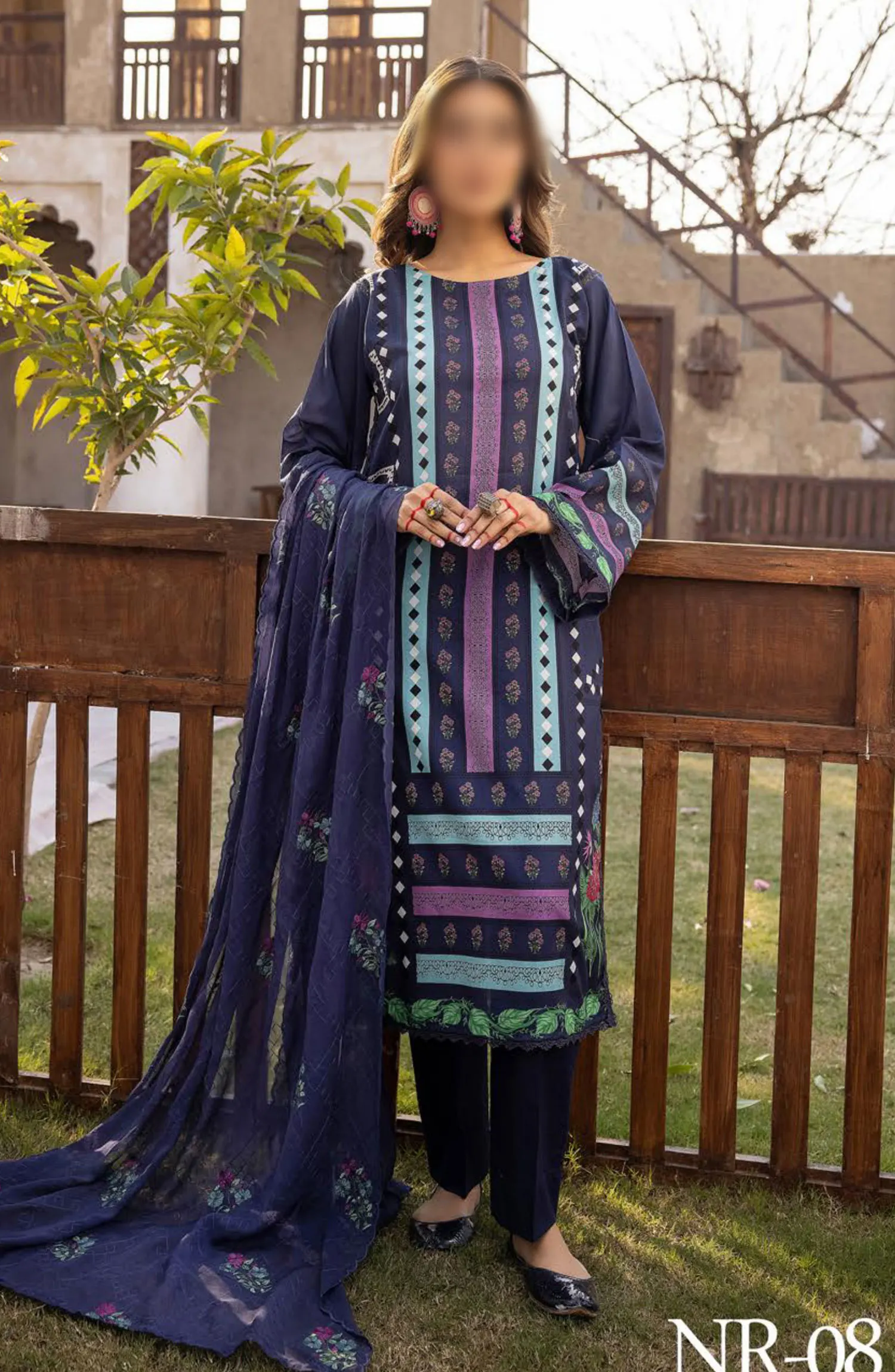 RangRez Printed and Embroidered Lawn Collection - NR-08