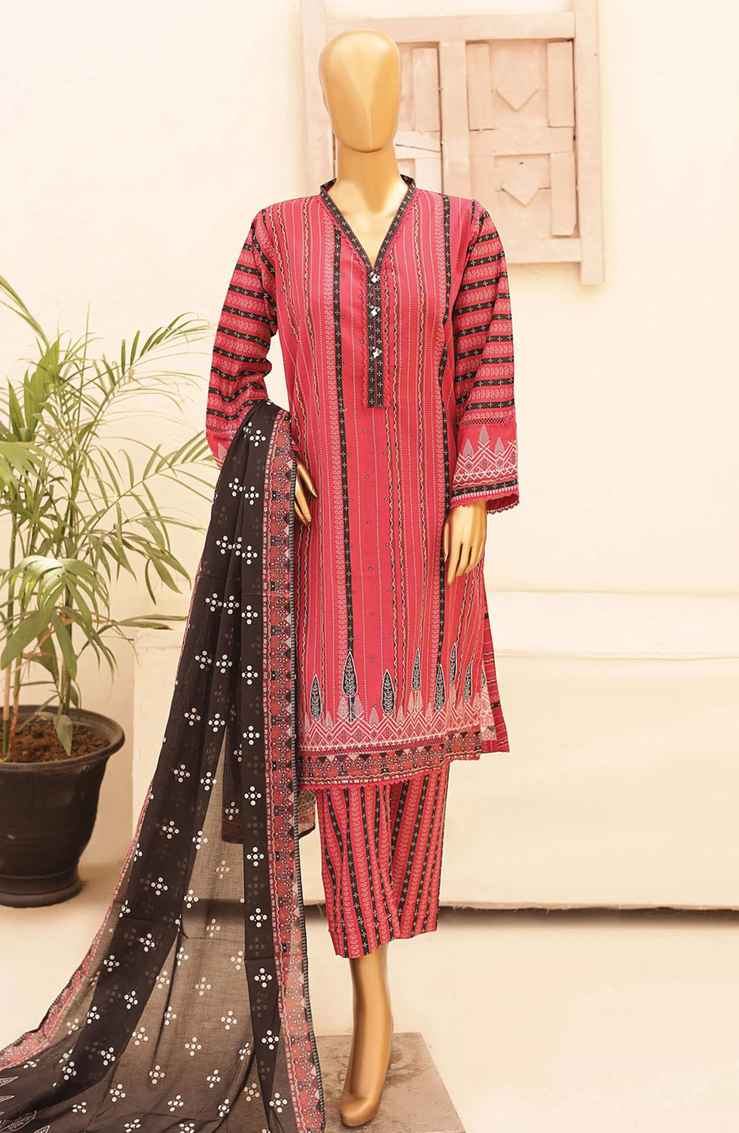Oswah Women Printed Lawn Stitched Collection Vol 05 - OS 2428 K  Burgundy