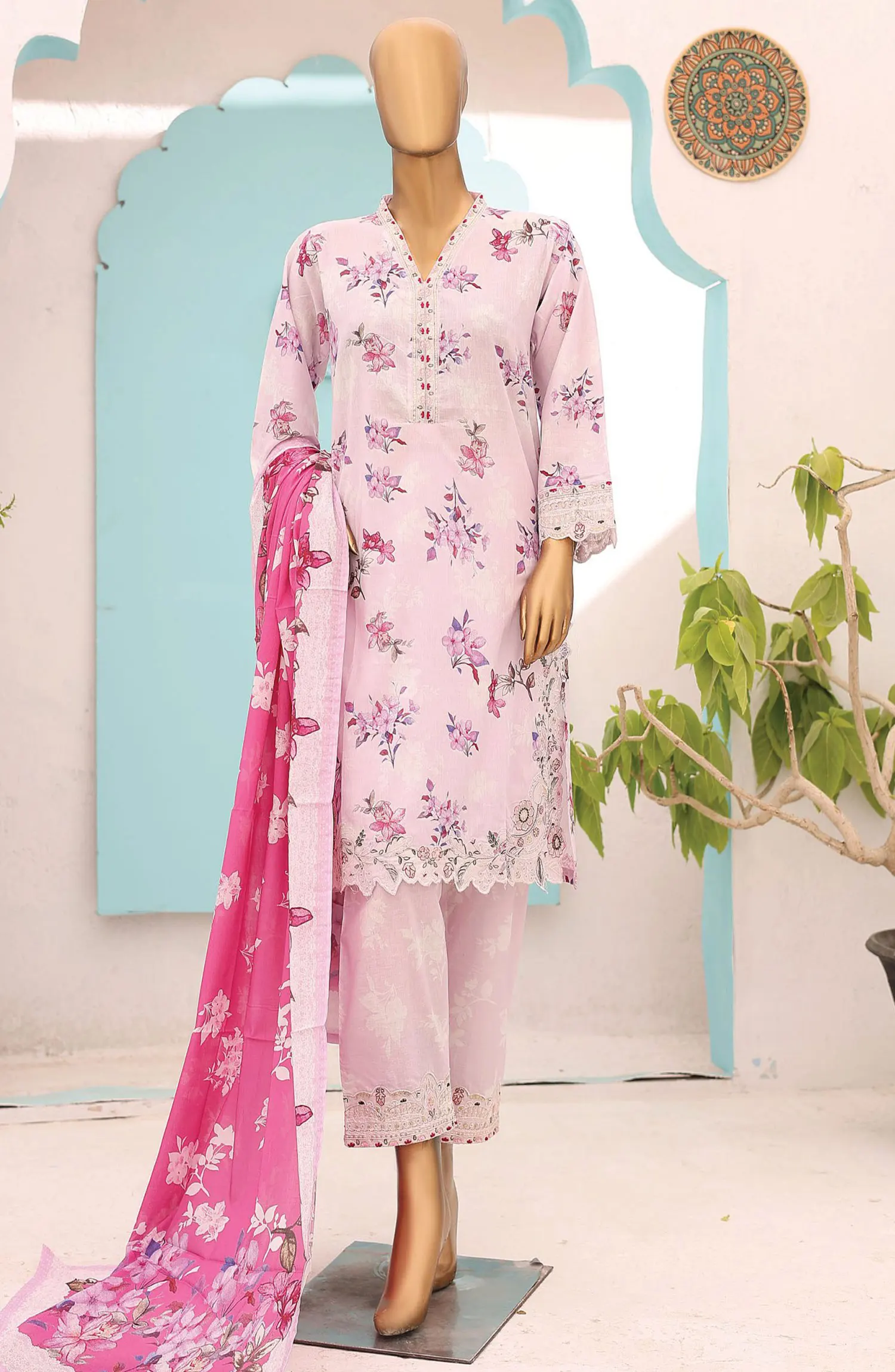 Oswah Women Embroidered Lawn Stitched Collection Vol 06 - OS 2432 K  Sweet Pink