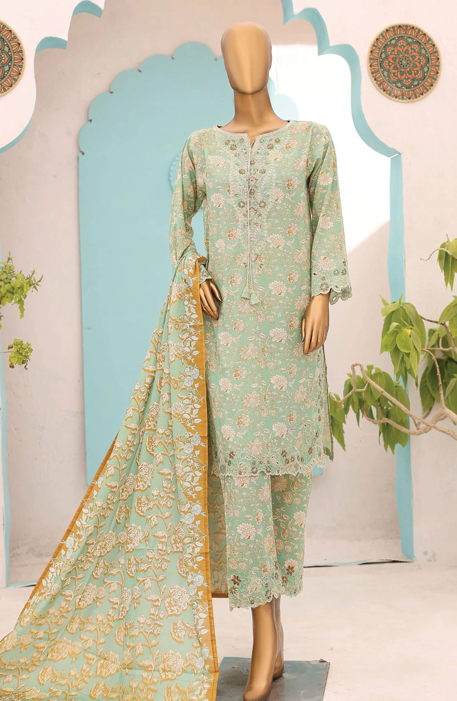 Oswah Women Embroidered Lawn Stitched Collection Vol 06 - OS 2433 K  Olive