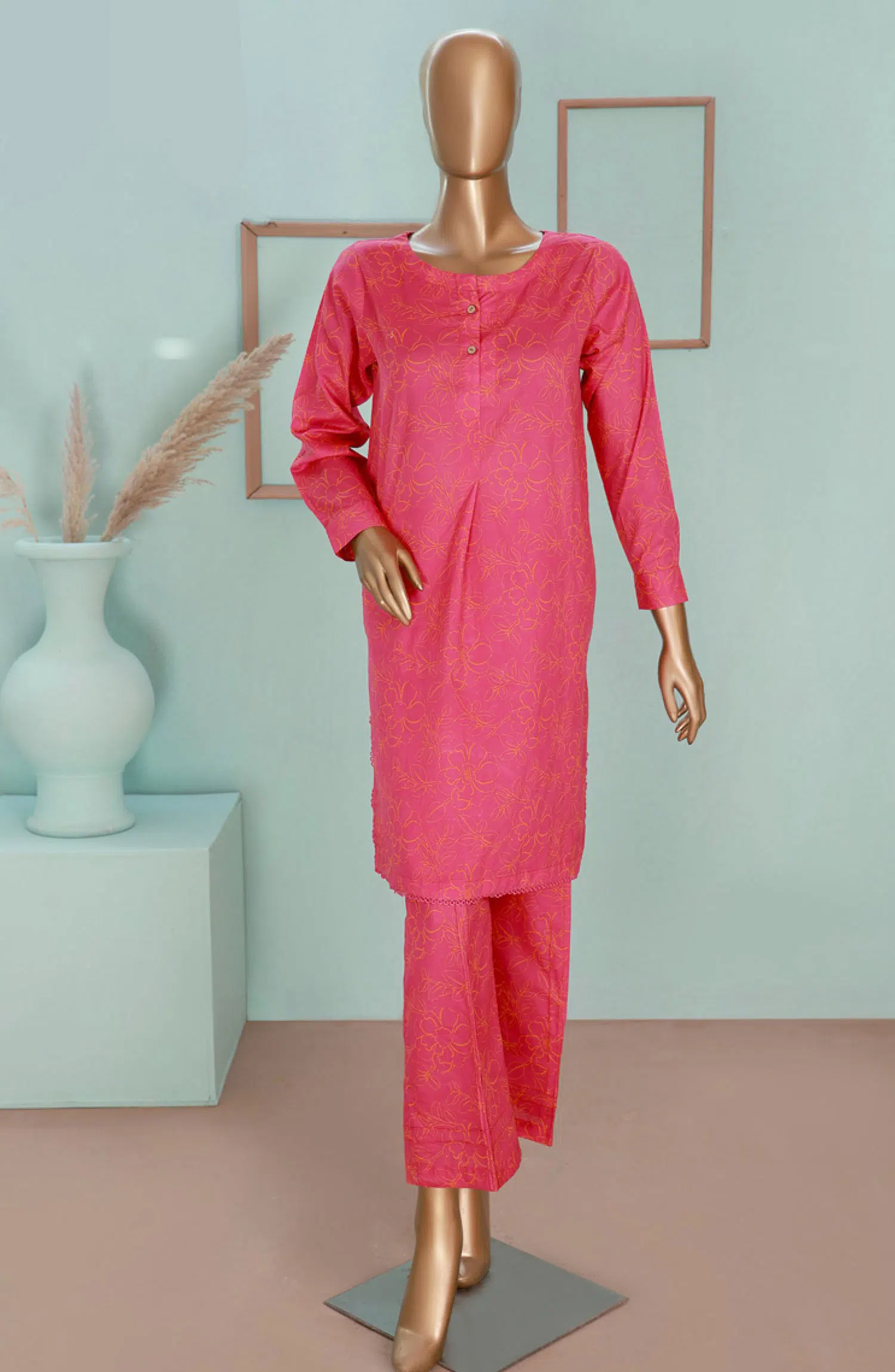 HZ RTW AFSAANE Printed  Co ords Eid Drop Collection - PCL 402 Pink