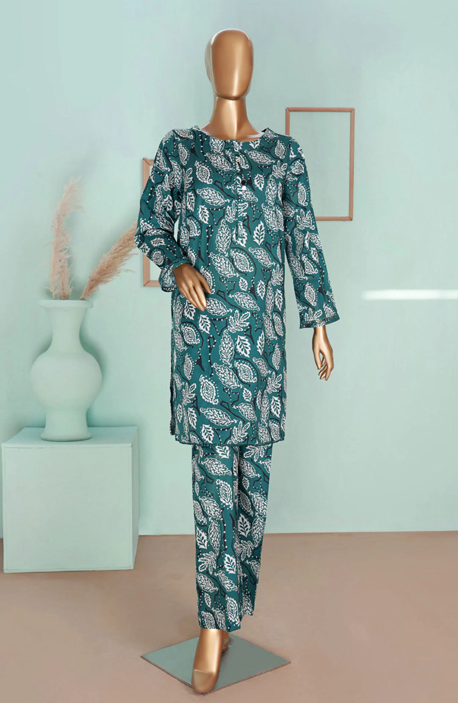 HZ RTW AFSAANE Printed  Co ords Eid Drop Collection - PCL 403 Green