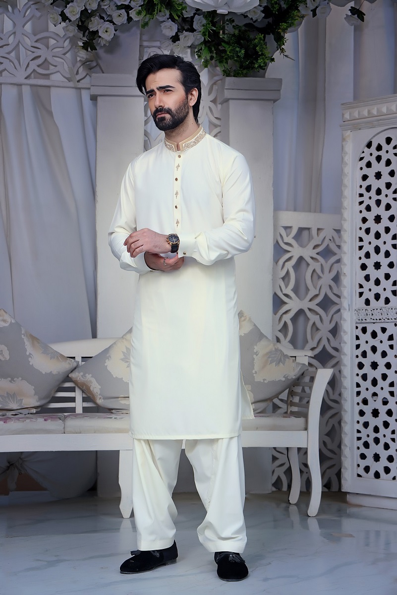 Pearl Cream TGM Fancy Kameez Shalwar Suit