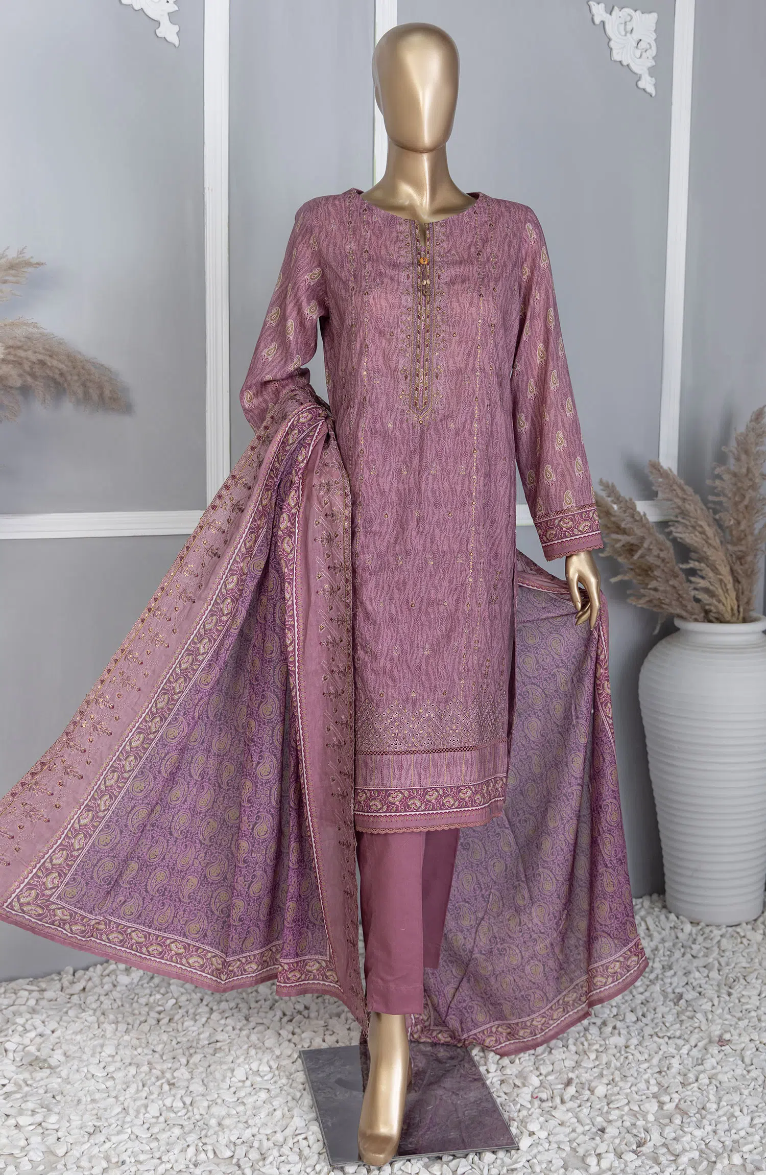 Premium Lawn Embroidered Shirt With Embroidered Cutwork Lawn Dupatta Vol-04 - PEC-751