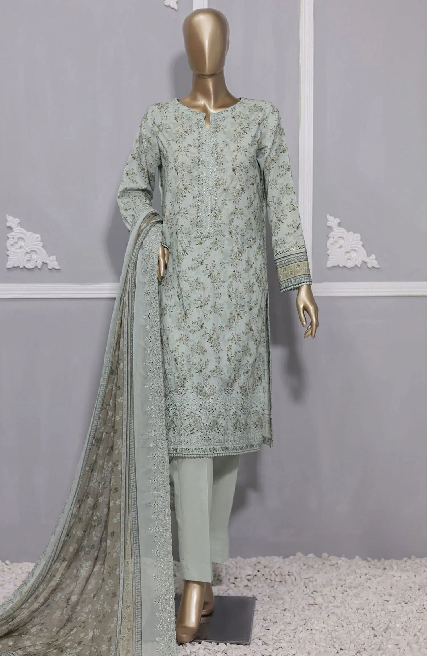 HZ Premium Lawn Embroidered with Emb Bamber Dupatta Collection VOl 02 - PEC 912