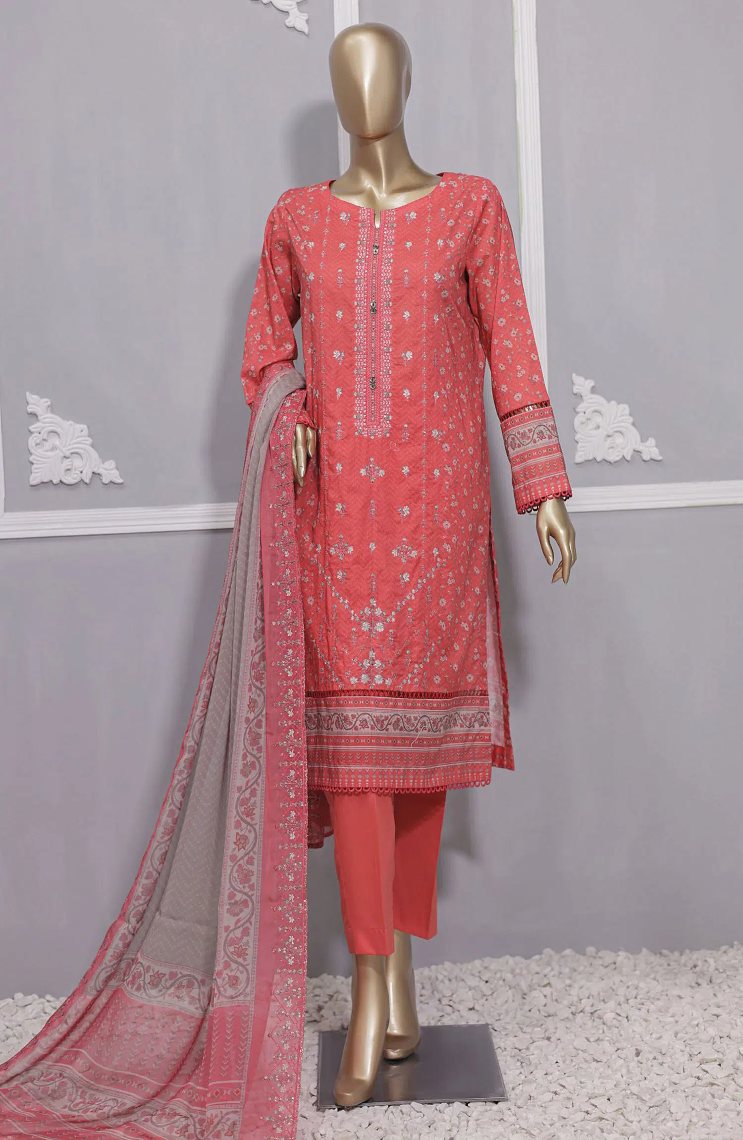 HZ Premium Lawn Embroidered with Emb Bamber Dupatta Collection VOl 02 - PEC 916