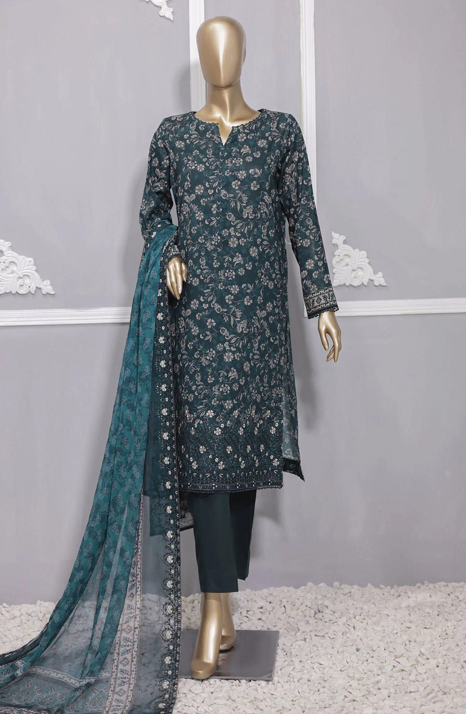 HZ Premium Lawn Embroidered with Emb Bamber Dupatta Collection VOl 02 - PEC 921