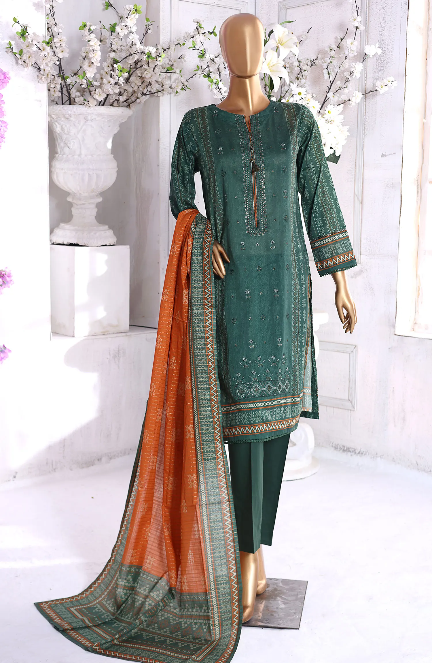 HZ Aashkaar RTW Printed Embroidered Lawn Collection Vol 01 - PEL-401 A GREEN