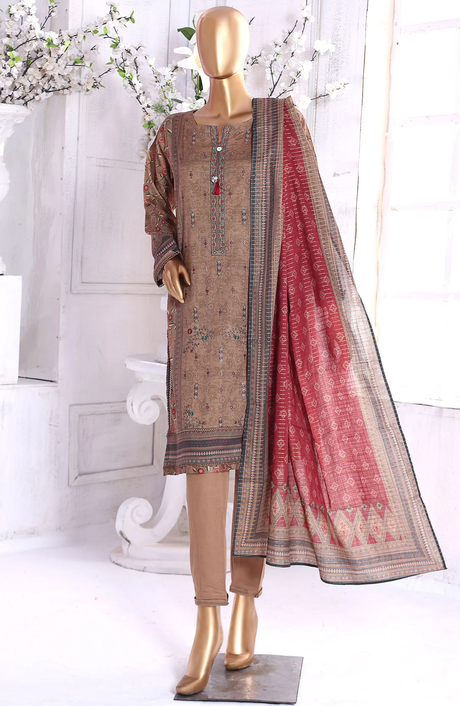 HZ Aashkaar RTW Printed Embroidered Lawn Collection Vol 01 - PEL-402 A BEIGE