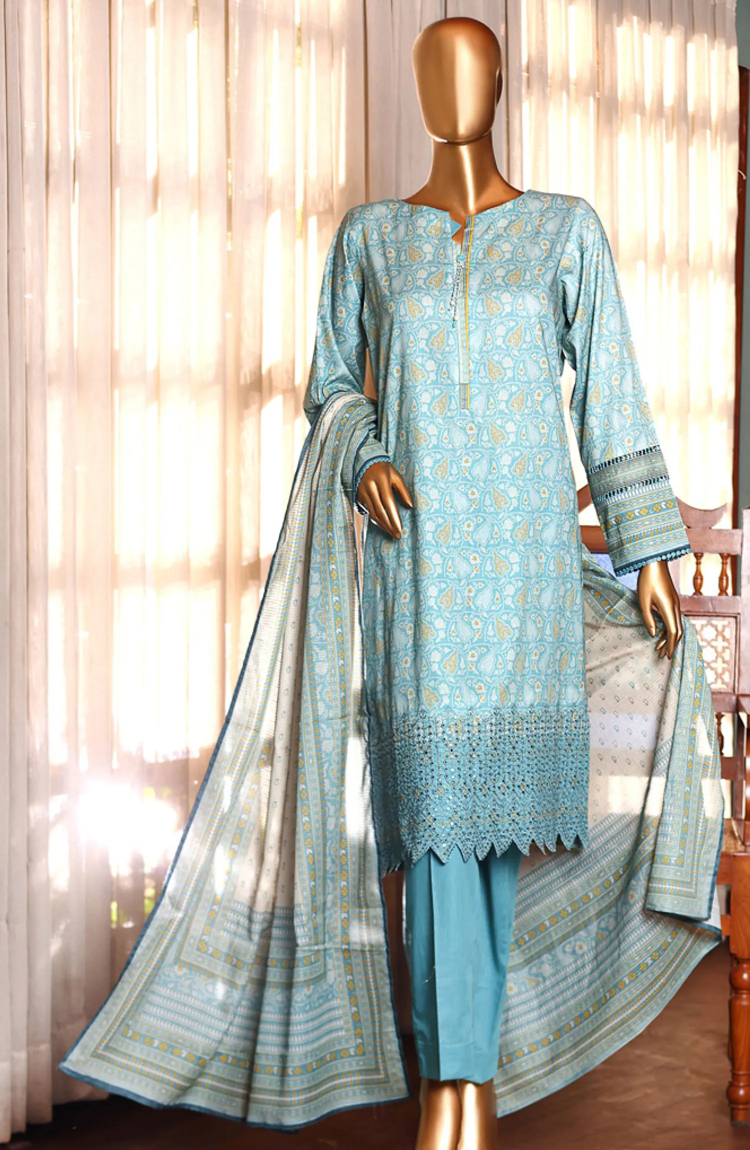 HZ RTW AASHKAAR Embroidered Lawn Collection Vol 2 - PEL 411 SEA GREEN