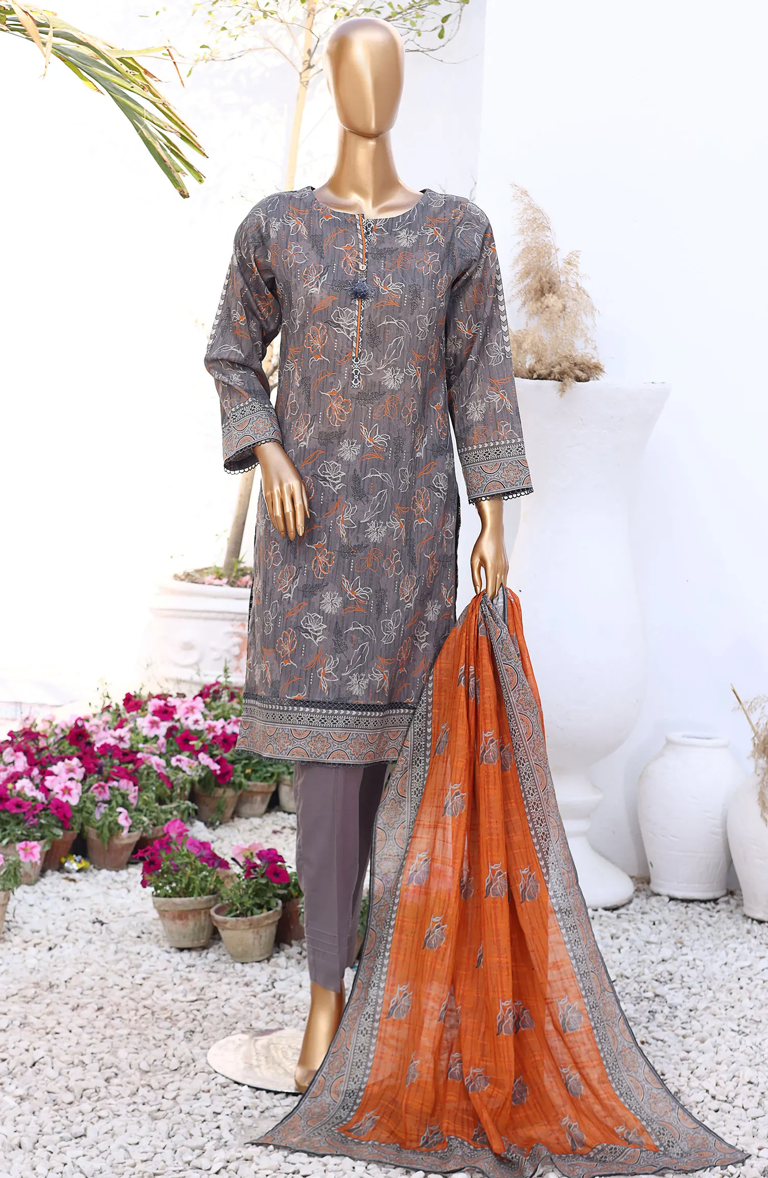 HZ RTW Summer Vibes Printed Lawn Collection Vol 02 - PSL 401 Grey