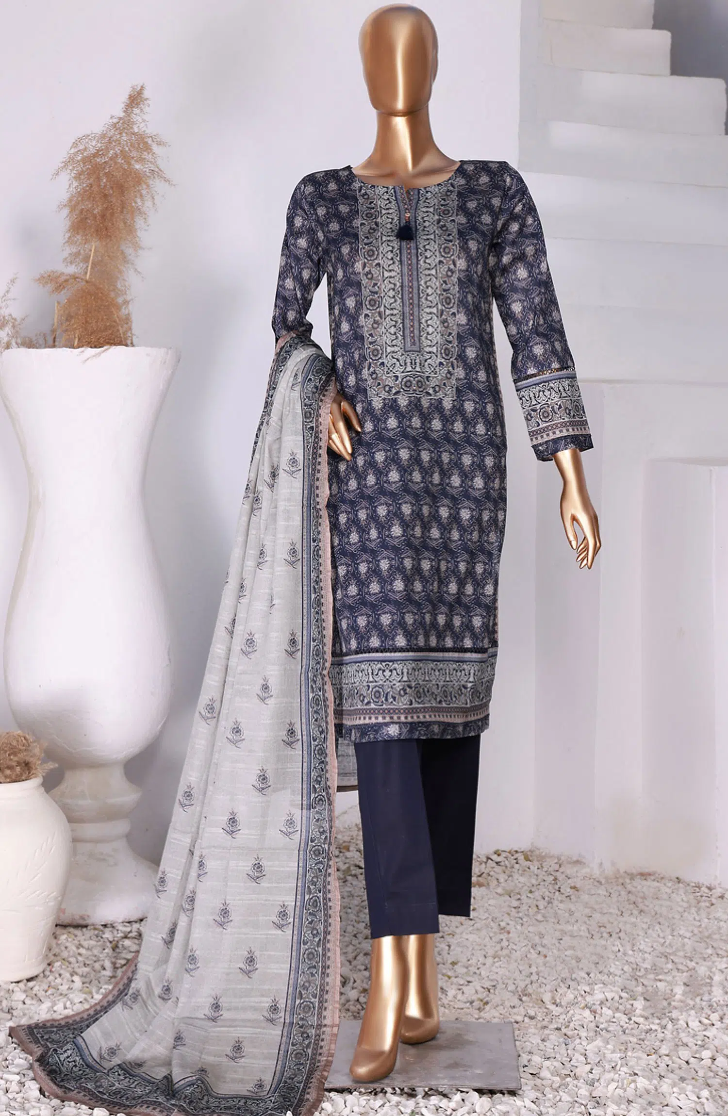 HZ RTW Summer Vibes Printed Lawn Collection VOl 03 - PSL 411 Navy