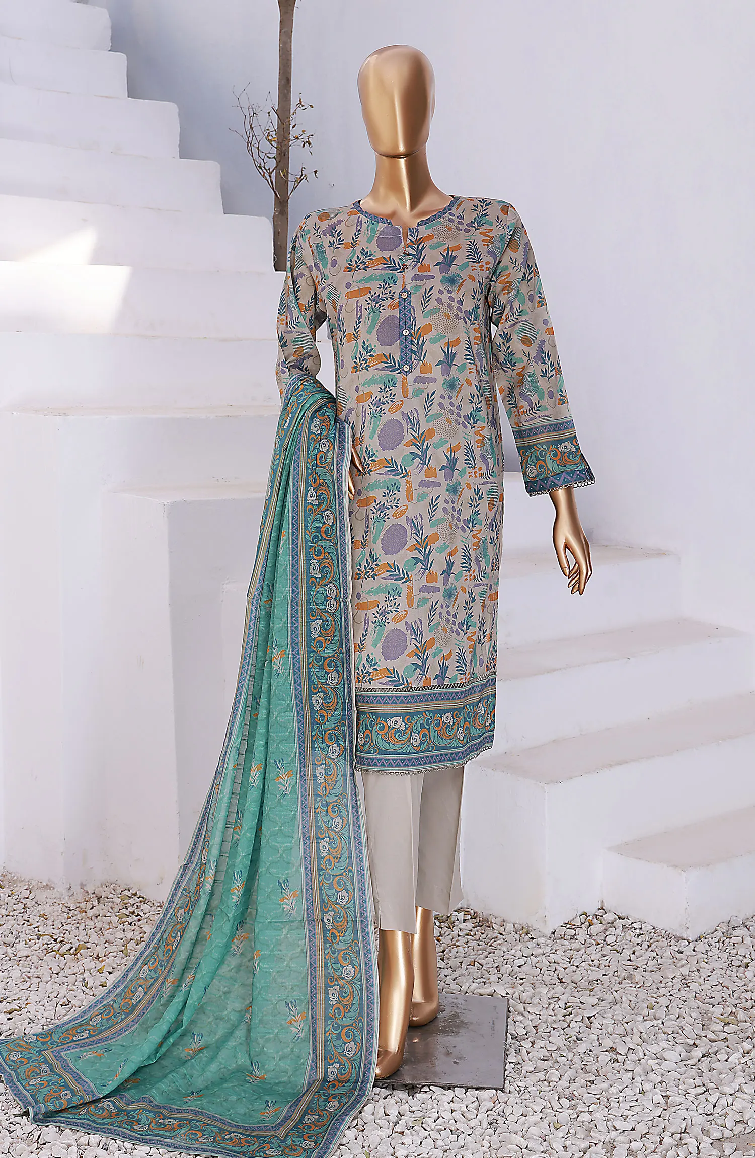 HZ RTW Summer Vibes Printed Lawn Collection Vol 02 - PSL 412 Beige