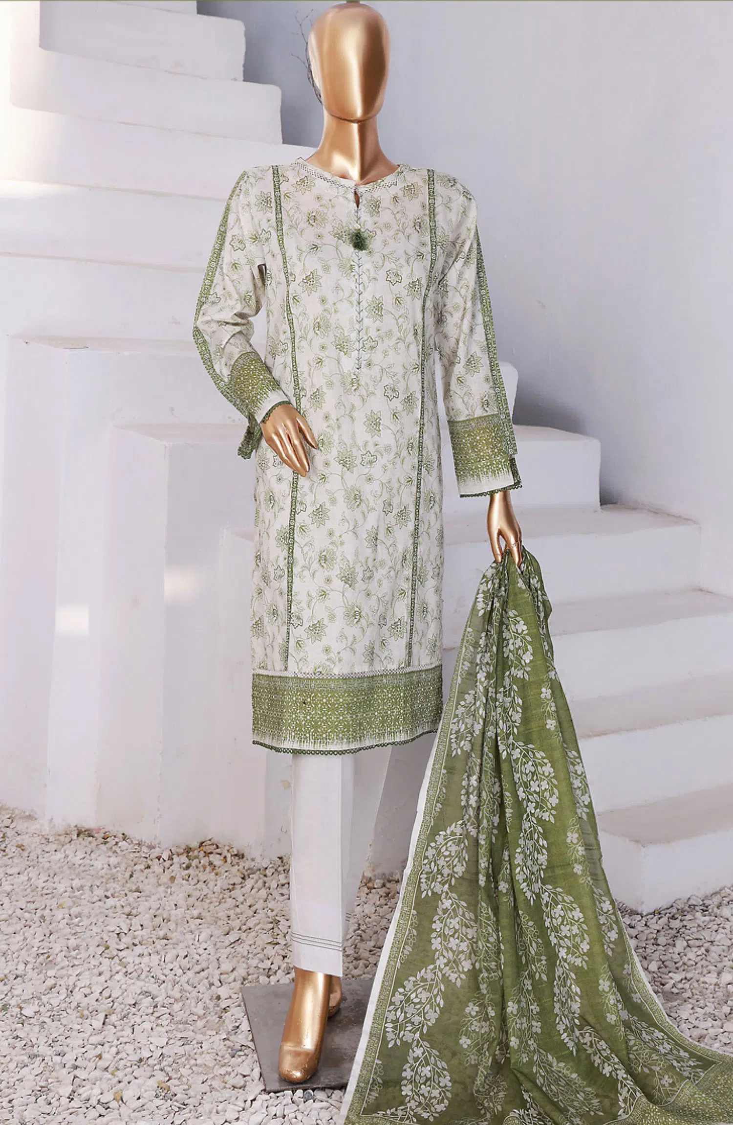 HZ RTW Summer Vibes Printed Lawn Collection VOl 03 - PSL 414 Fern Green
