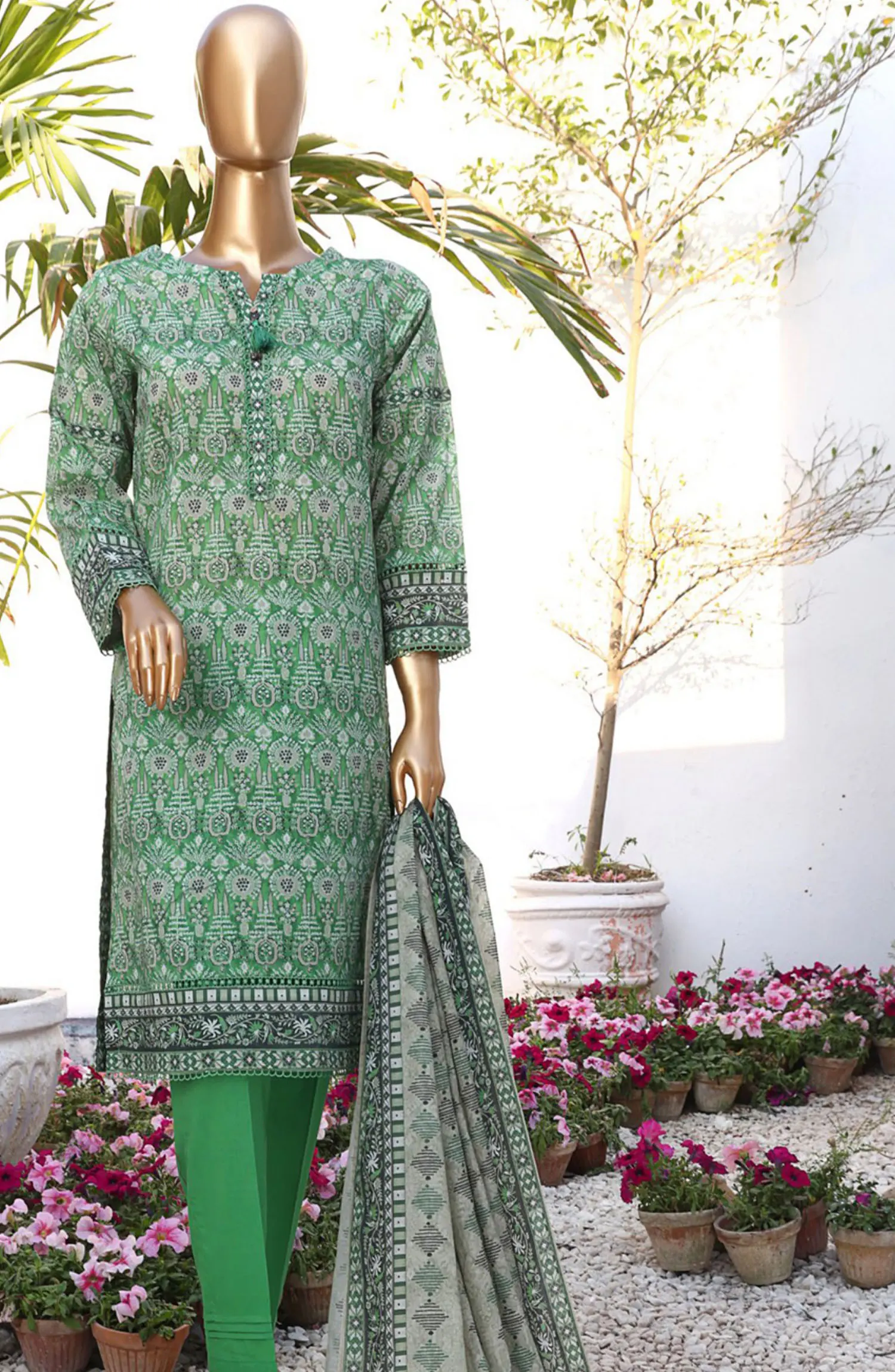 HZ RTW Summer Vibes Printed Lawn Collection Vol 01 - PSL 405 PARROT GREEN