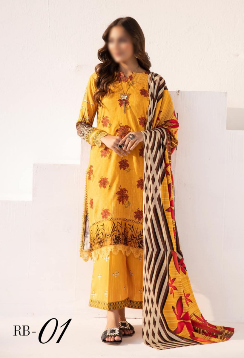 Rang Barang Embroidered and Printed Slub Collection - RB 01