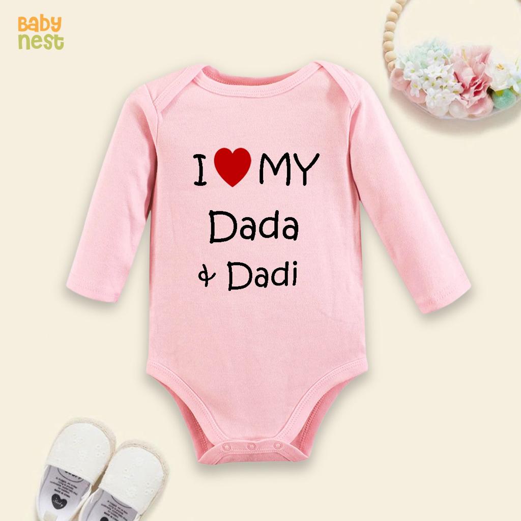 I Love My Dada & Dadi – (Pink) RBT 162 Full Sleeves Romper for Kids