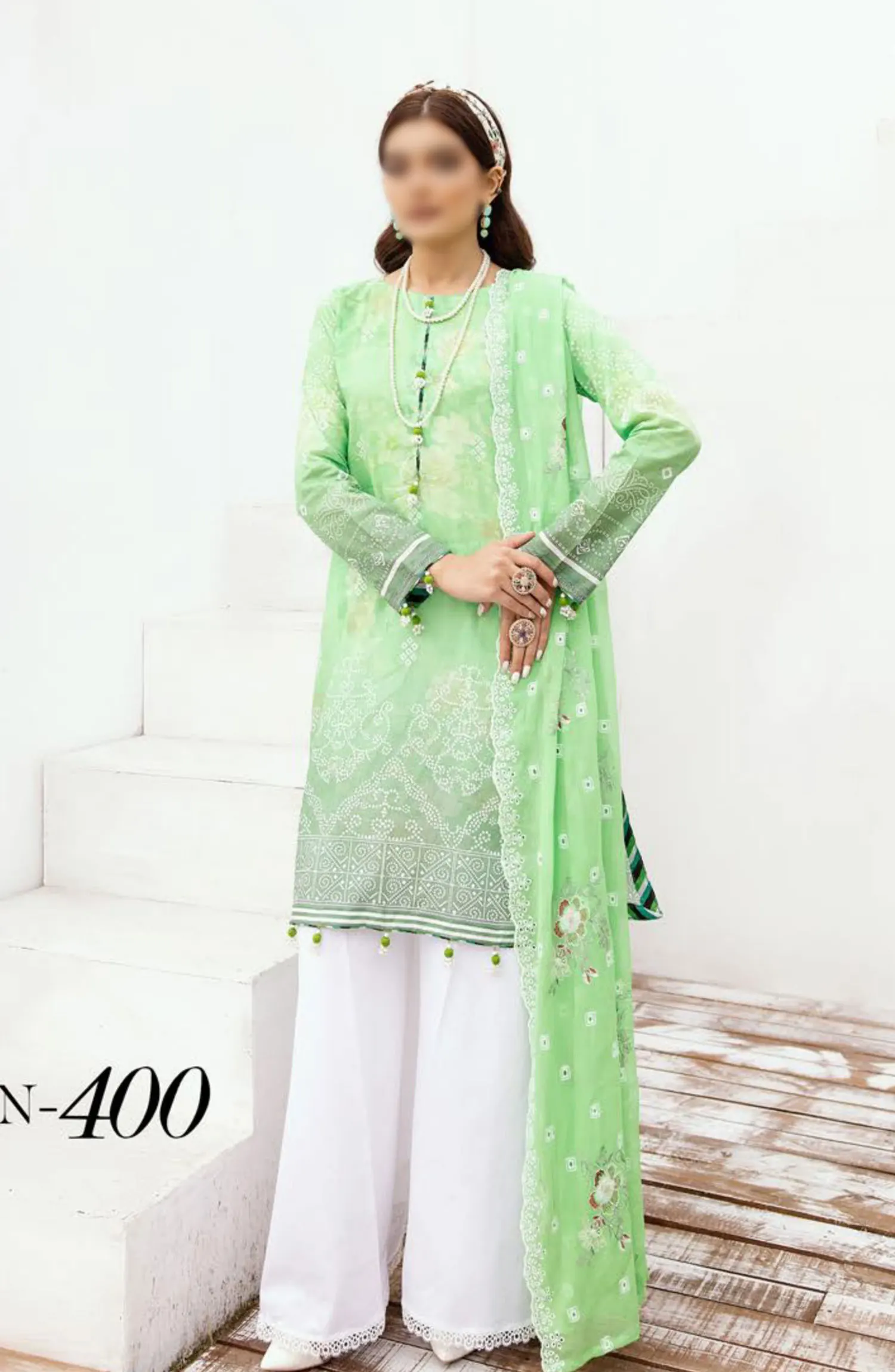 RangNagar Embroiderd and Printed Lawn Collection By NUR - RN-400