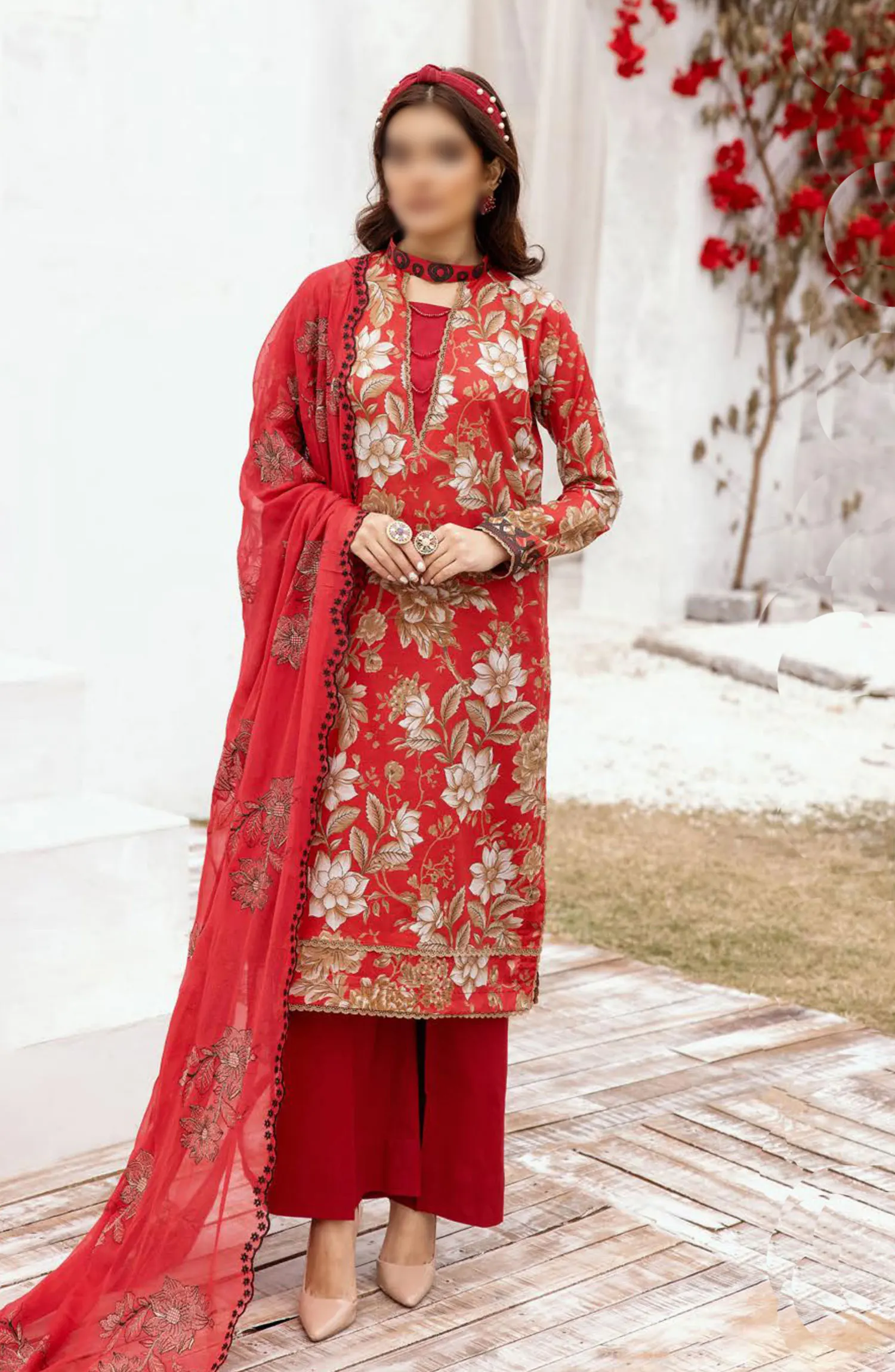 RangNagar Embroiderd and Printed Lawn Collection By NUR - RN-403