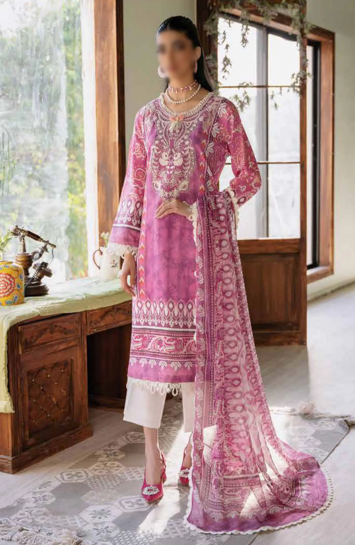 Roheenaz Flora Unstitched Printed Lawn Collection - RNP-02A AMARANTH