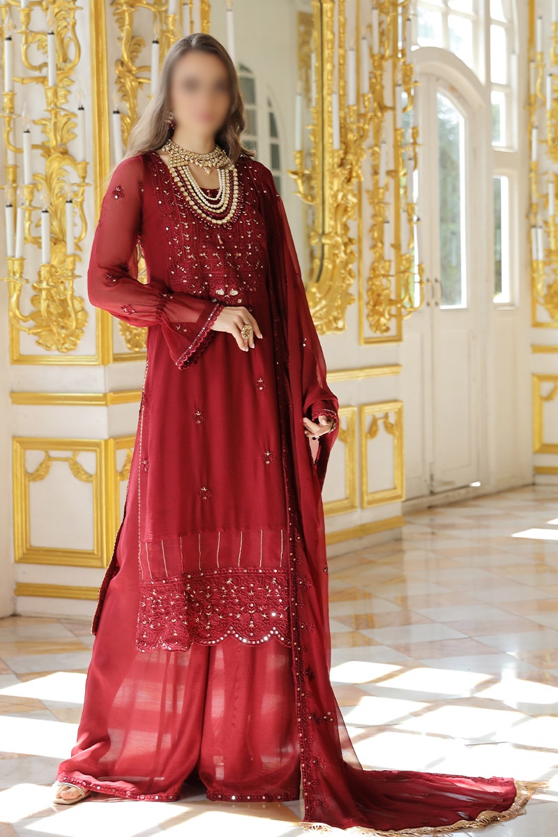 Merakish Unstitched Luxury Formal Collection 2023 - Ruby Red