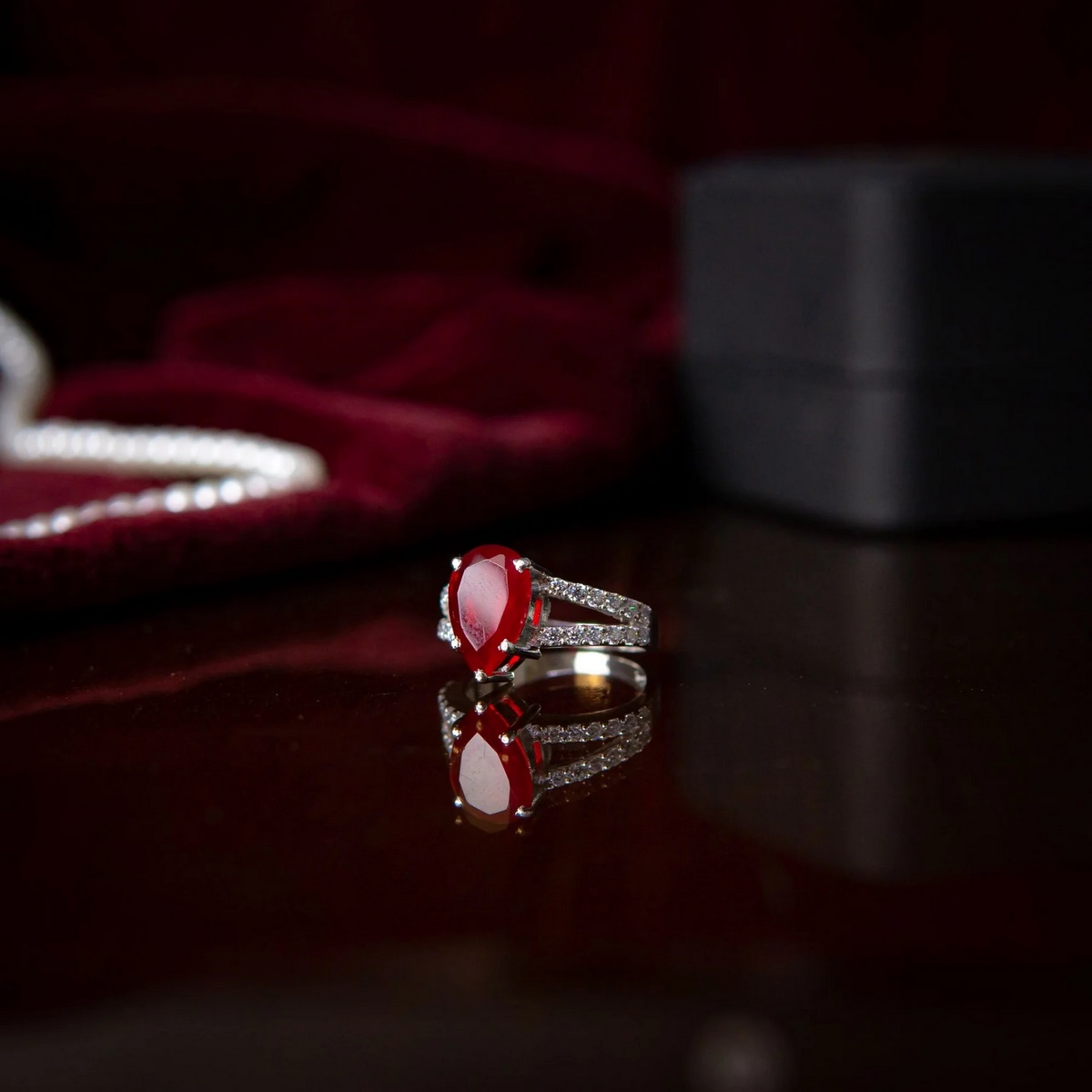 RUBY TEAR DROP RING YKL Jewellers Ring Collection