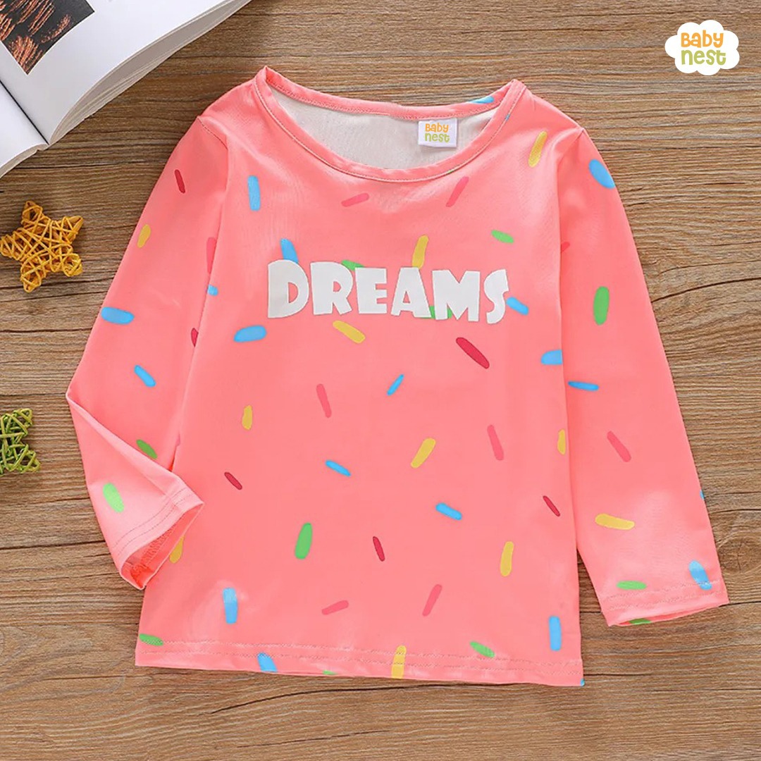 Dream Full Sleeves T-Shirt – For Girls -Pink- SBT- 333