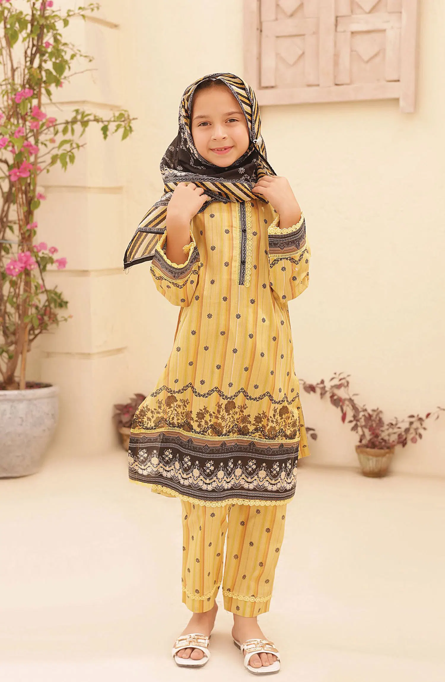 Shifa Kids Printed Lawn Stitched Collection Vol 05 - SH 2424 K  yellow