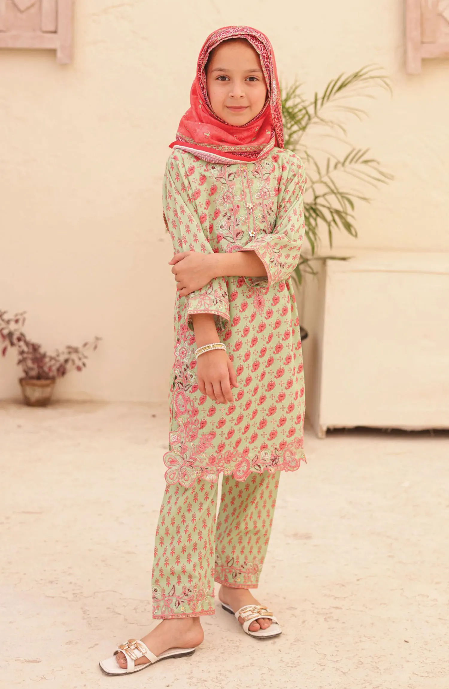 Shifa Kids Embroidered Lawn Stitched Collection Vol 04 - SH 2421 K PINK